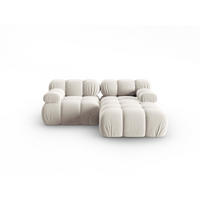 MODULARES-ECKSOFA rechts Bellis aus Samt leichtes beige 3 Sitzplätze - Creme, Textil (157/191cm) - Micadoni