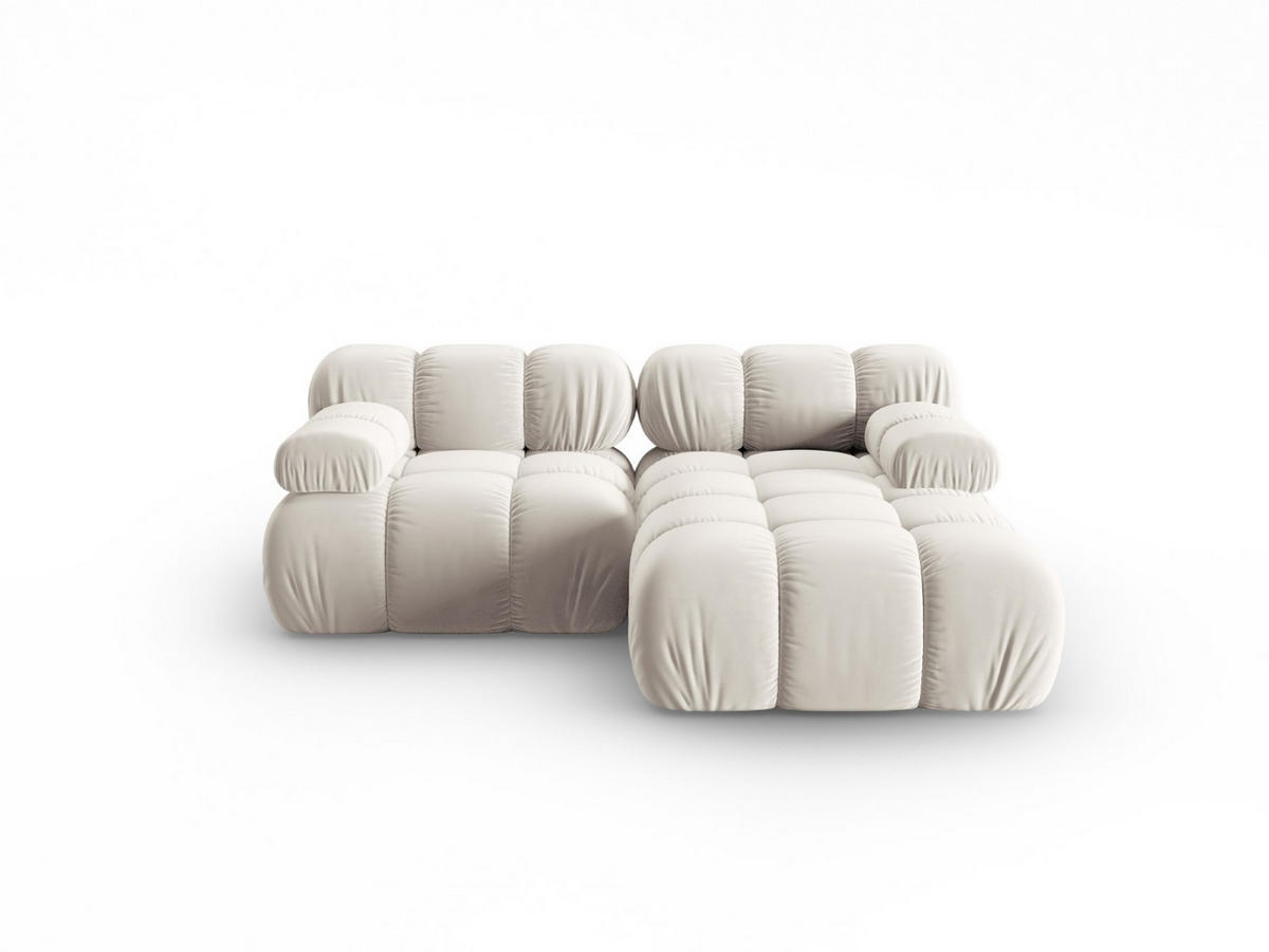 MODULARES-ECKSOFA rechts Bellis aus Samt leichtes beige 3 Sitzplätze - Creme, Textil (157/191cm) - Micadoni
