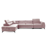ECKSOFA PIERO MAXI Links mit Schlaffunktion 195x125 Velours Rosa - Pink/Schwarz, Holz/Textil (350/203cm) - Muffo