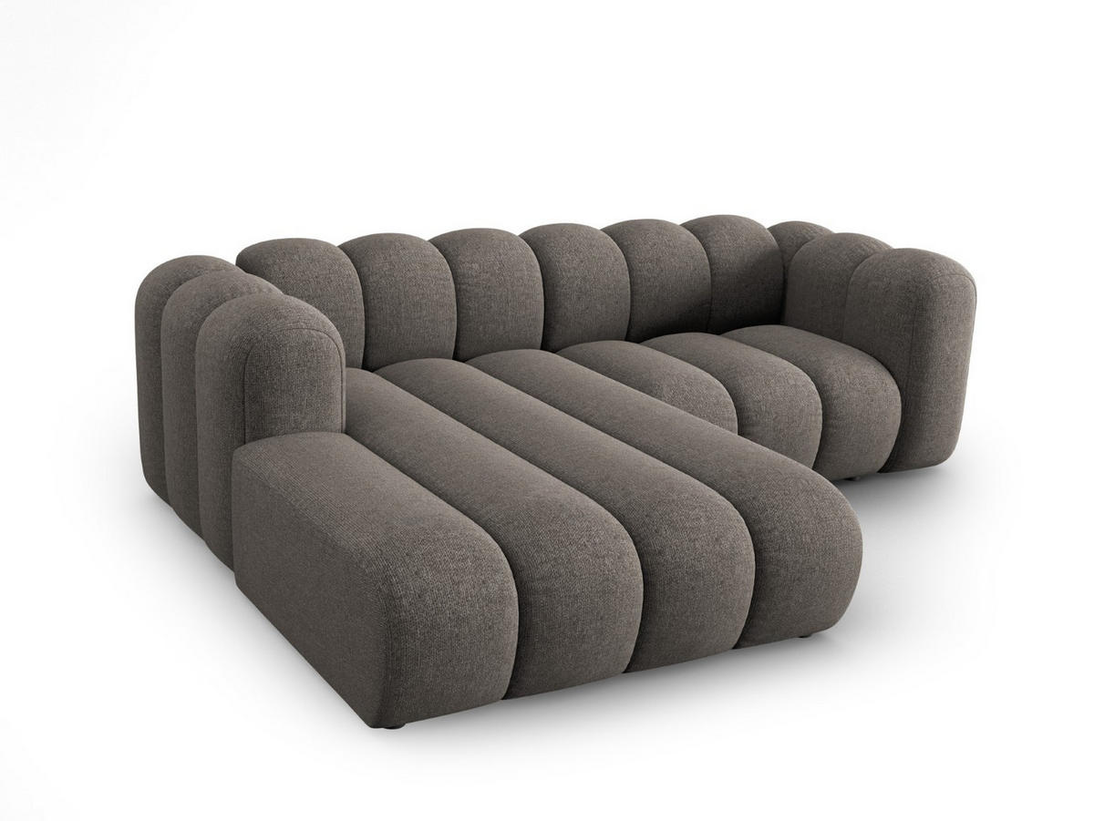 ECKSOFA modular links Lupine aus Chenille-Stoff grau 3 Sitzplätze - Grau, Textil (177/230cm) - Micadoni