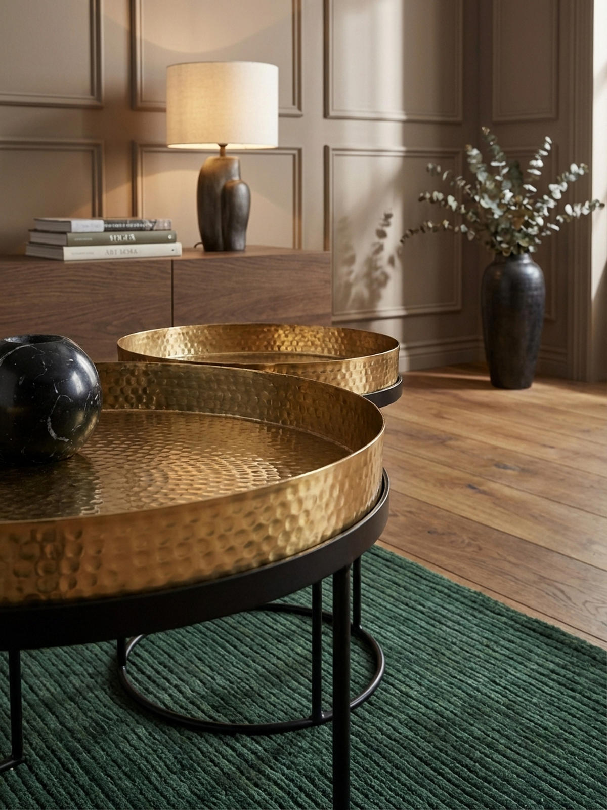 BEISTELLTISCH Aluminium Stahl Hammerstruktur Abnehmbare Platte NERA, Gold 38x38x45 cm - Goldfarben/Schwarz, Metall (38/38/45cm) - KADIMA DESIGN