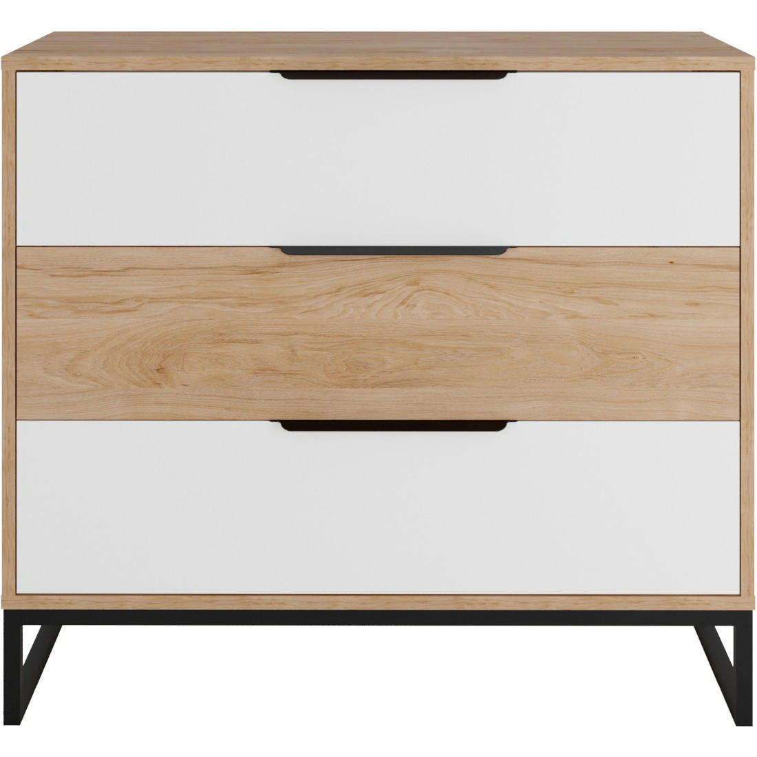 KOMMODE LANDRE 03 - Schwarz/Weiß, Holzwerkstoff (90/80/60cm)