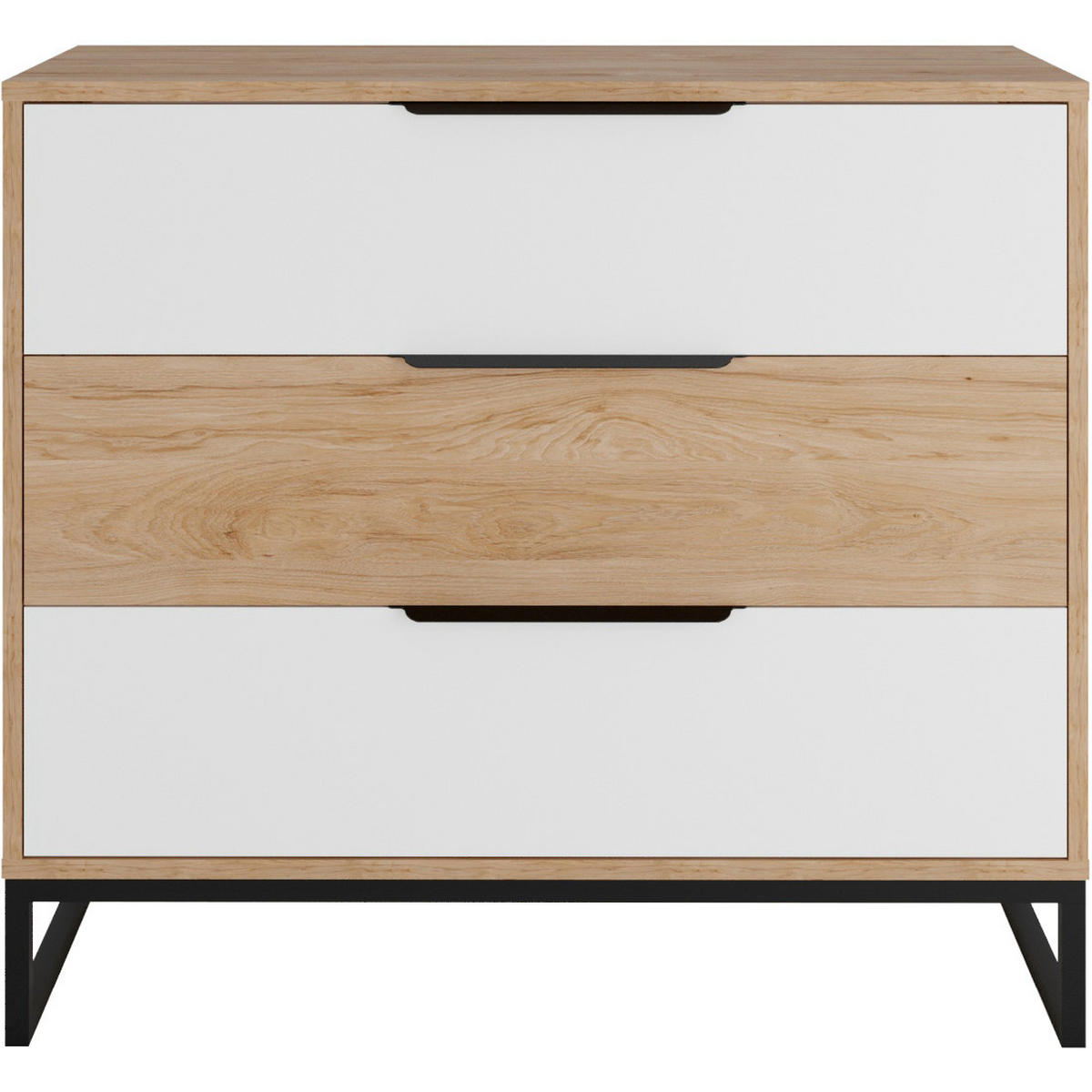 KOMMODE LANDRE 03 - Schwarz/Weiß, Holzwerkstoff (90/80/60cm)