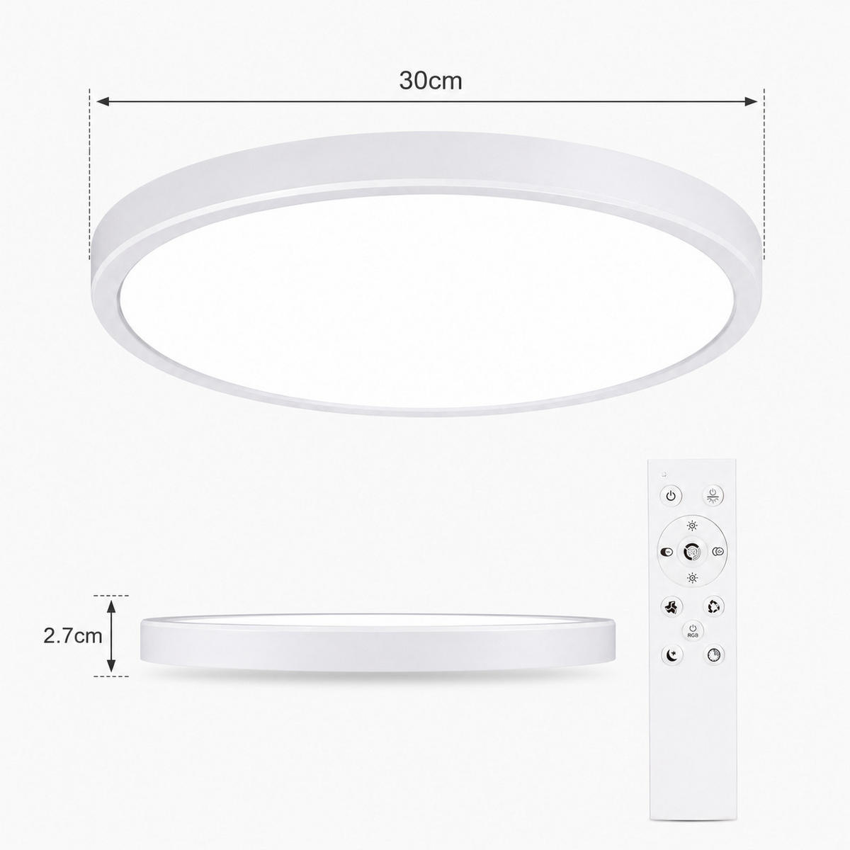 DECKENLEUCHTE CE1133 Ultradünn LED CCT RGB - Weiß, Kunststoff (30.5/33/3cm) - LOVHAUS
