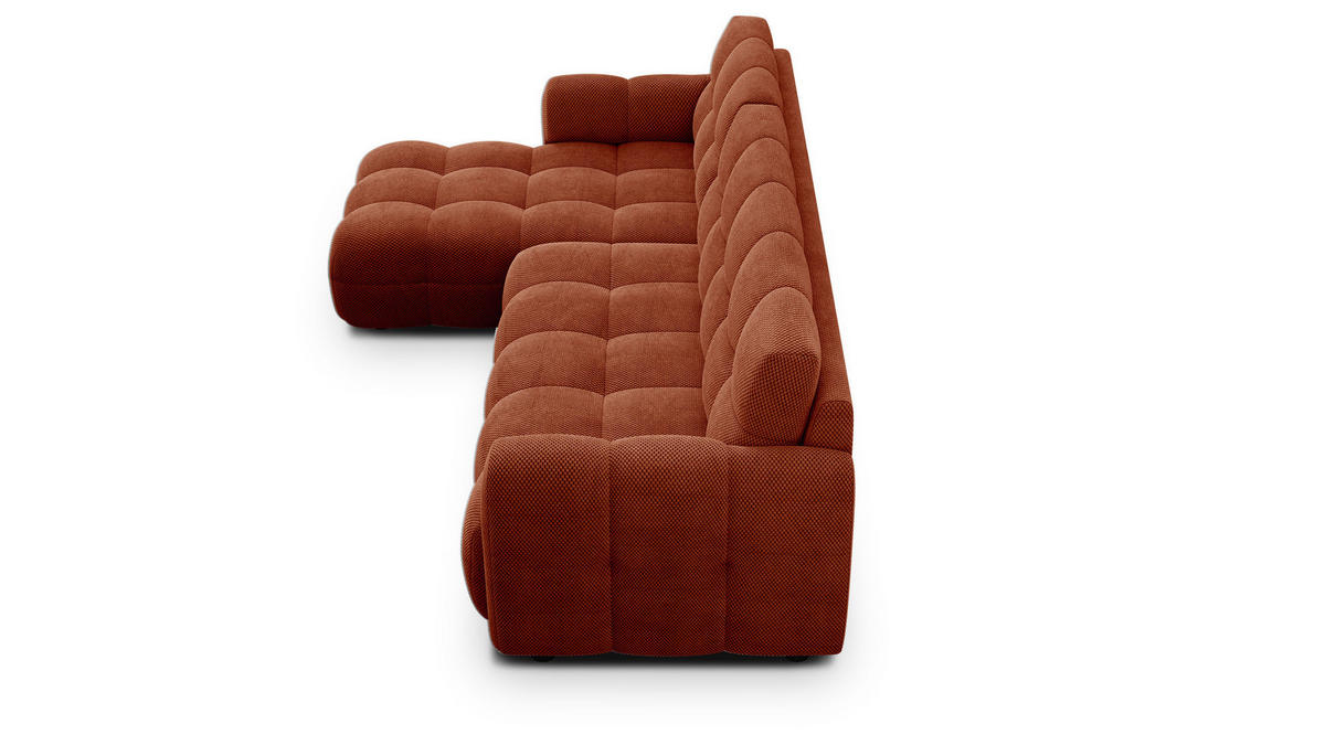 ECKSOFA MELLOW 4-Sitzer, dunkelorange - Dunkelorange/Schwarz, Holz/Textil (262/156cm) - Courtois Laville