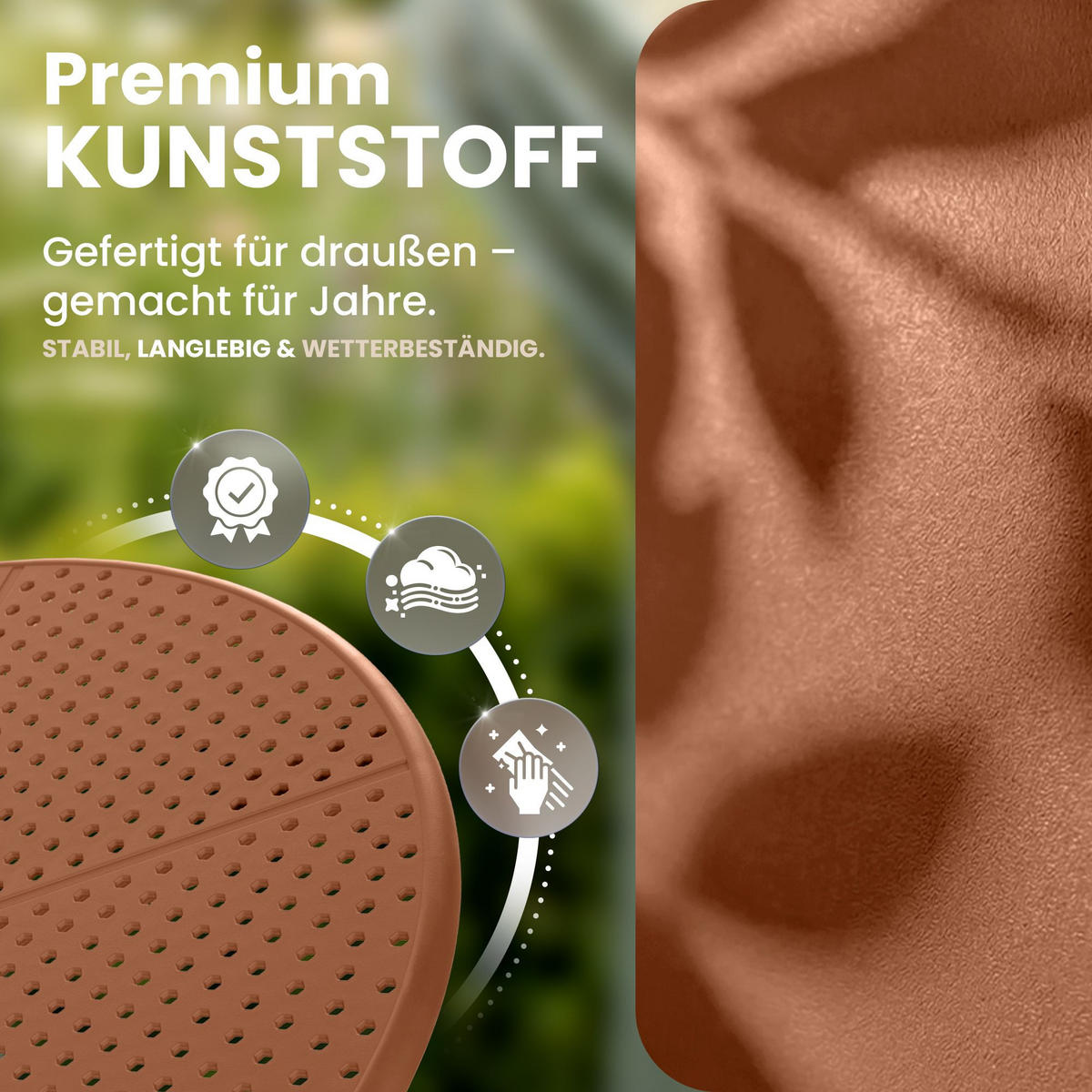 GARTENTISCH rund Ø60 cm Kunststoff Terracotta - Terracotta, Kunststoff (60/60/76cm) - CLP