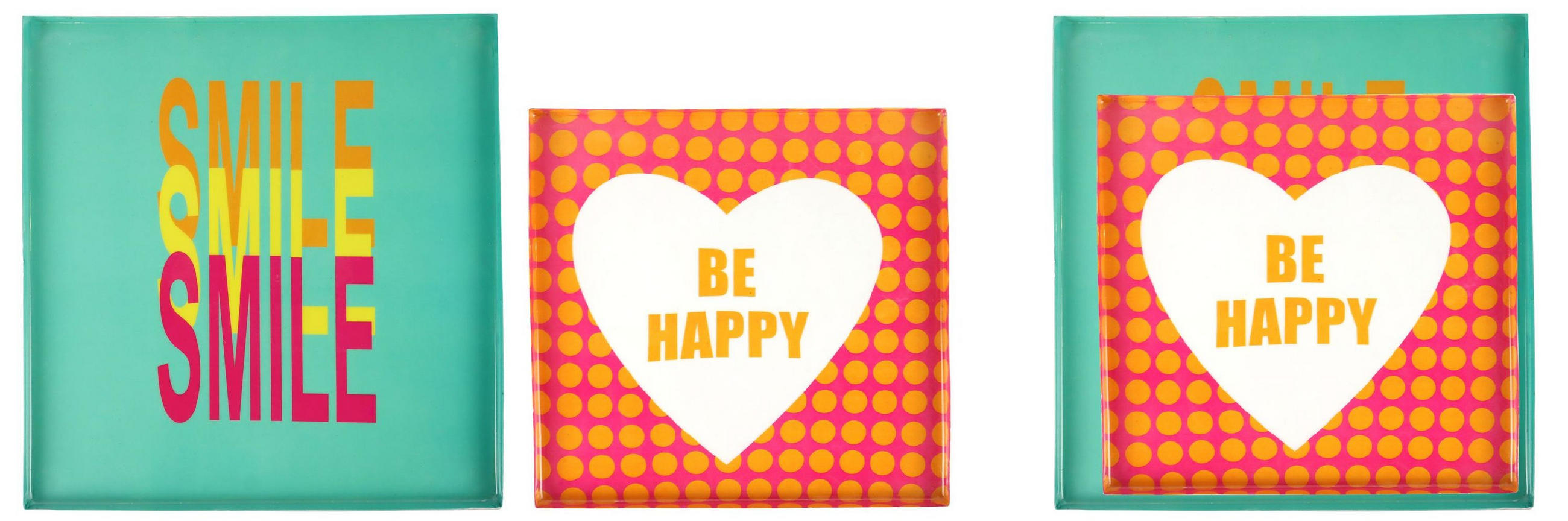 TABLETTS Message 2er-Set - creme, Metall, rund mit Schriftzug - Weiß, Metall (1.5cm) - FURNARO