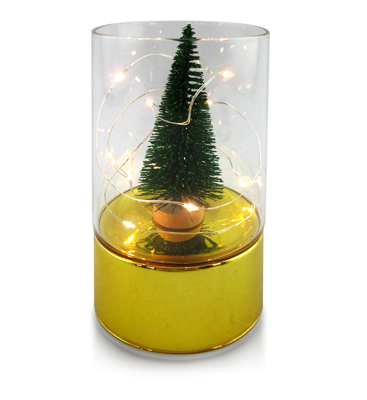 LED-LAMPE Santa Lila Gold 9/9/15 cm Kunstoff - Goldfarben, Kunststoff (9/9/15cm) - Mondex
