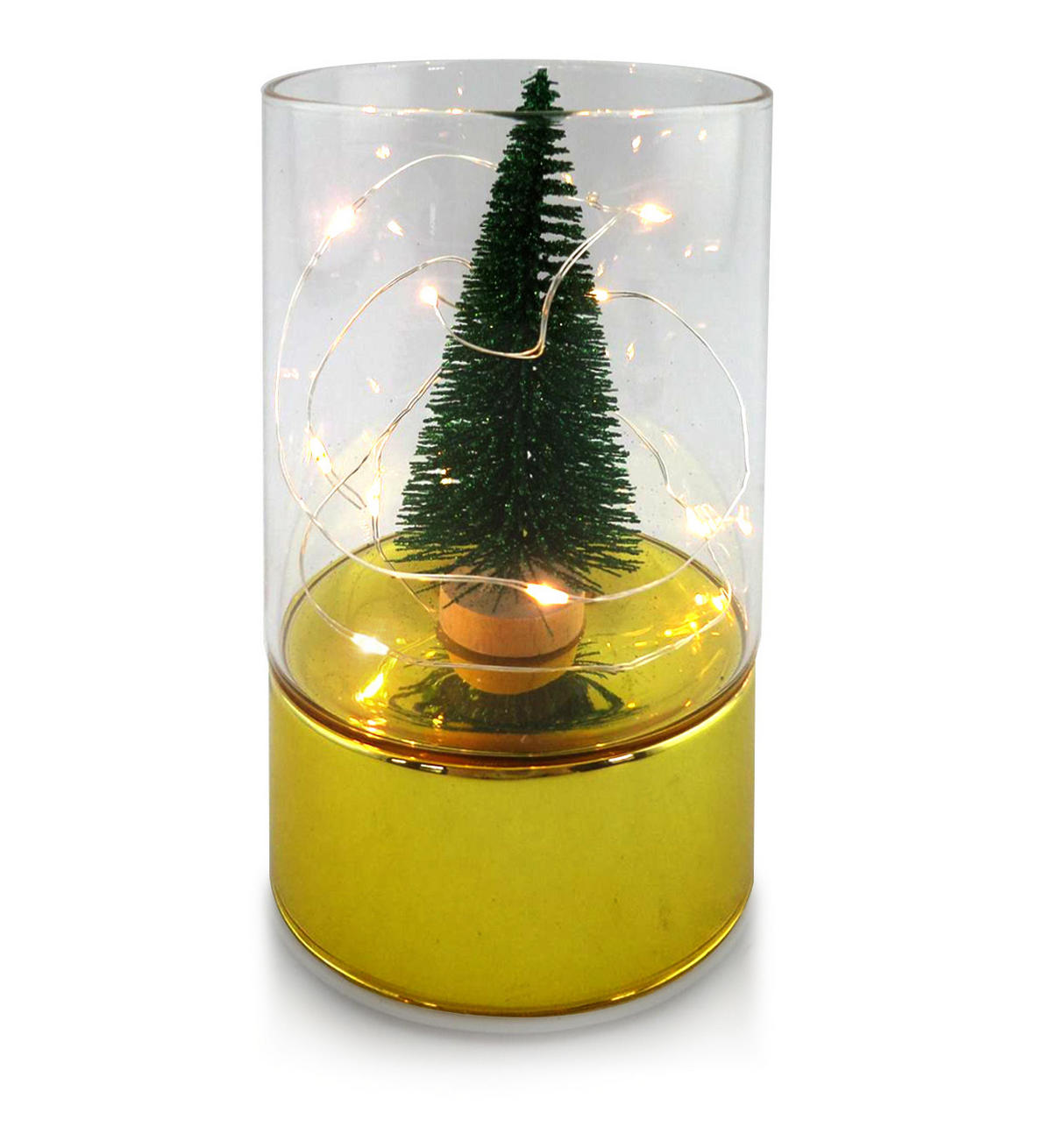 LED-LAMPE Santa Lila Gold 9/9/15 cm Kunstoff - Goldfarben, Kunststoff (9/9/15cm) - Mondex