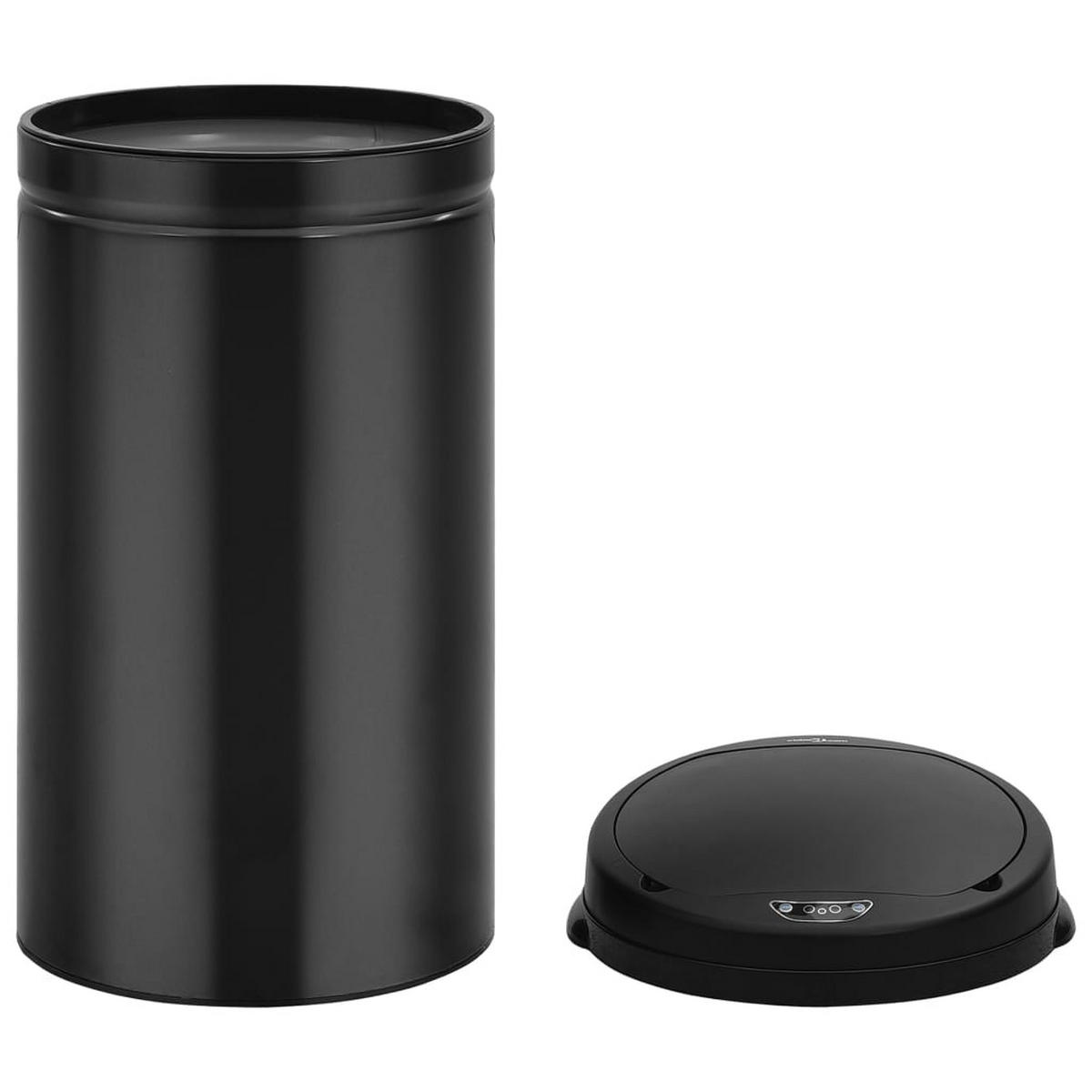 MÜLLEIMER mit Sensor 50L Schwarz Abfalleimer Automatik - Schwarz, Metall (30.5/81.5/30.5cm) - DELUKE