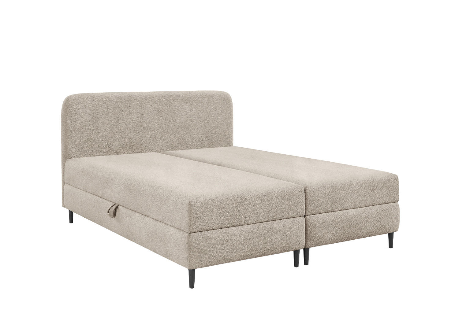 BOXBETT Mit Zwei Bettkasten, Bouclé-Stoff Lambi, Beige, 160x200 cm, FUBU - Beige, Holz (160/200cm) - Kaiser Möbel