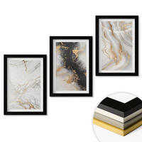 WANDBILDER 3er-Set - 20x30 cm Schwarzer Rahmen - Abstrakte weiß-schwarze Muster - Schwarz, Kunststoff (20/30cm) - ArtPrintCave