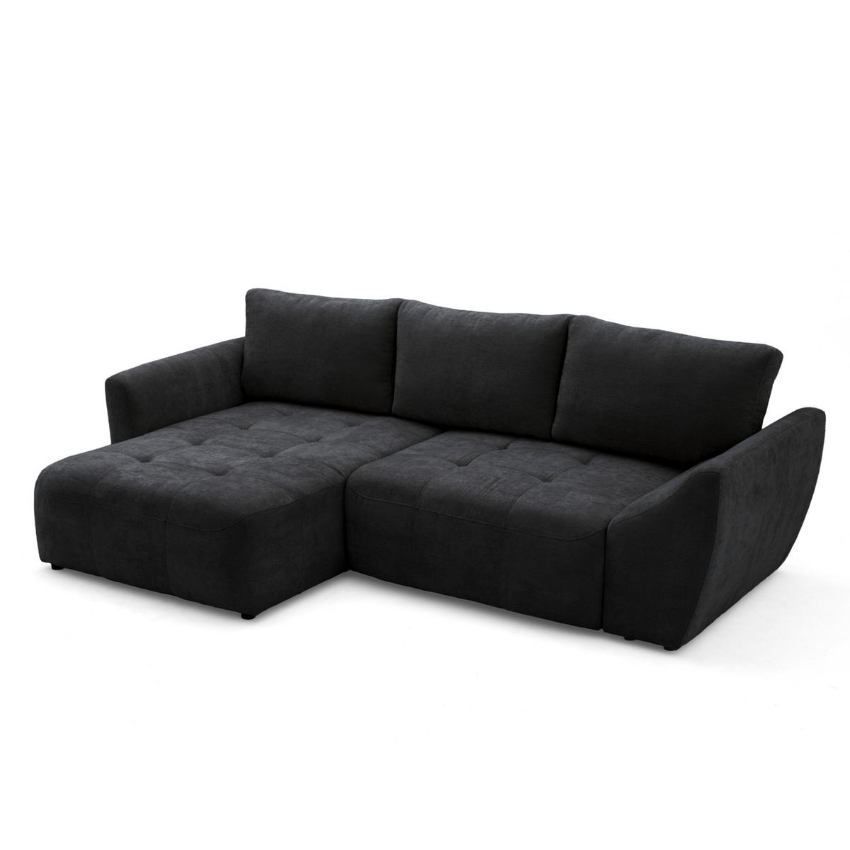 ECKSOFA NICE L Links mit Schlaffunktion 137x204 Chenille Anthrazit - Anthrazit/Schwarz, Holz/Textil (260/165cm) - Muffo