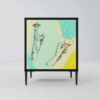 SIDEBOARD BODY LANGUAGE, Schwarz, 57,5x42x72,5 cm, Schwarze Metallfüße - Multicolor/Schwarz, Holzwerkstoff/Metall (57.5/72.5/42cm) - SpaceRebels