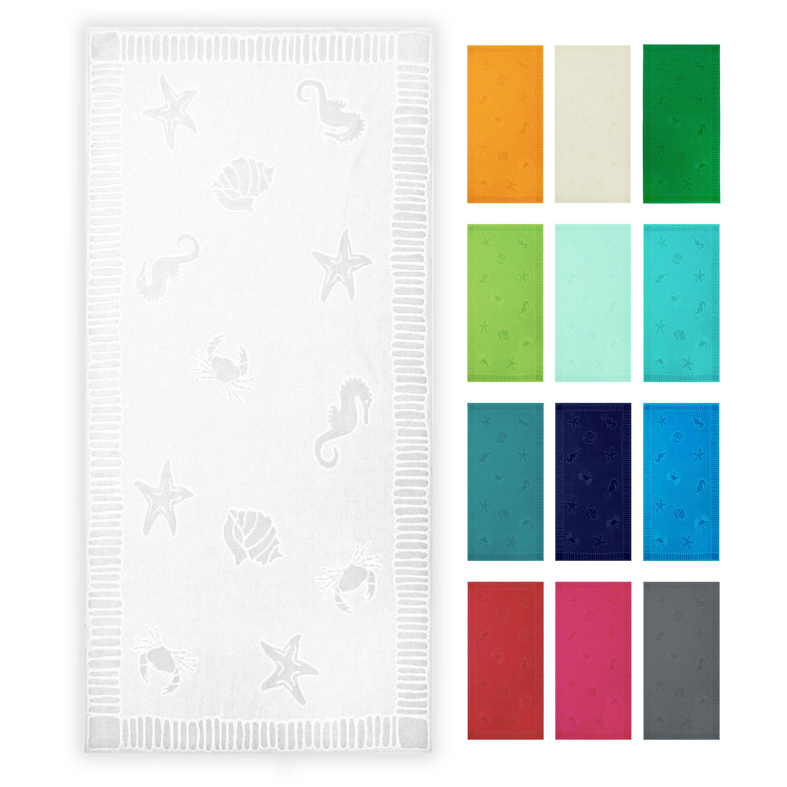 STRANDTUCH, 100x200 cm, 100% Baumwolle, Weiß - Weiß, Textil (100/200cm) - Zollner