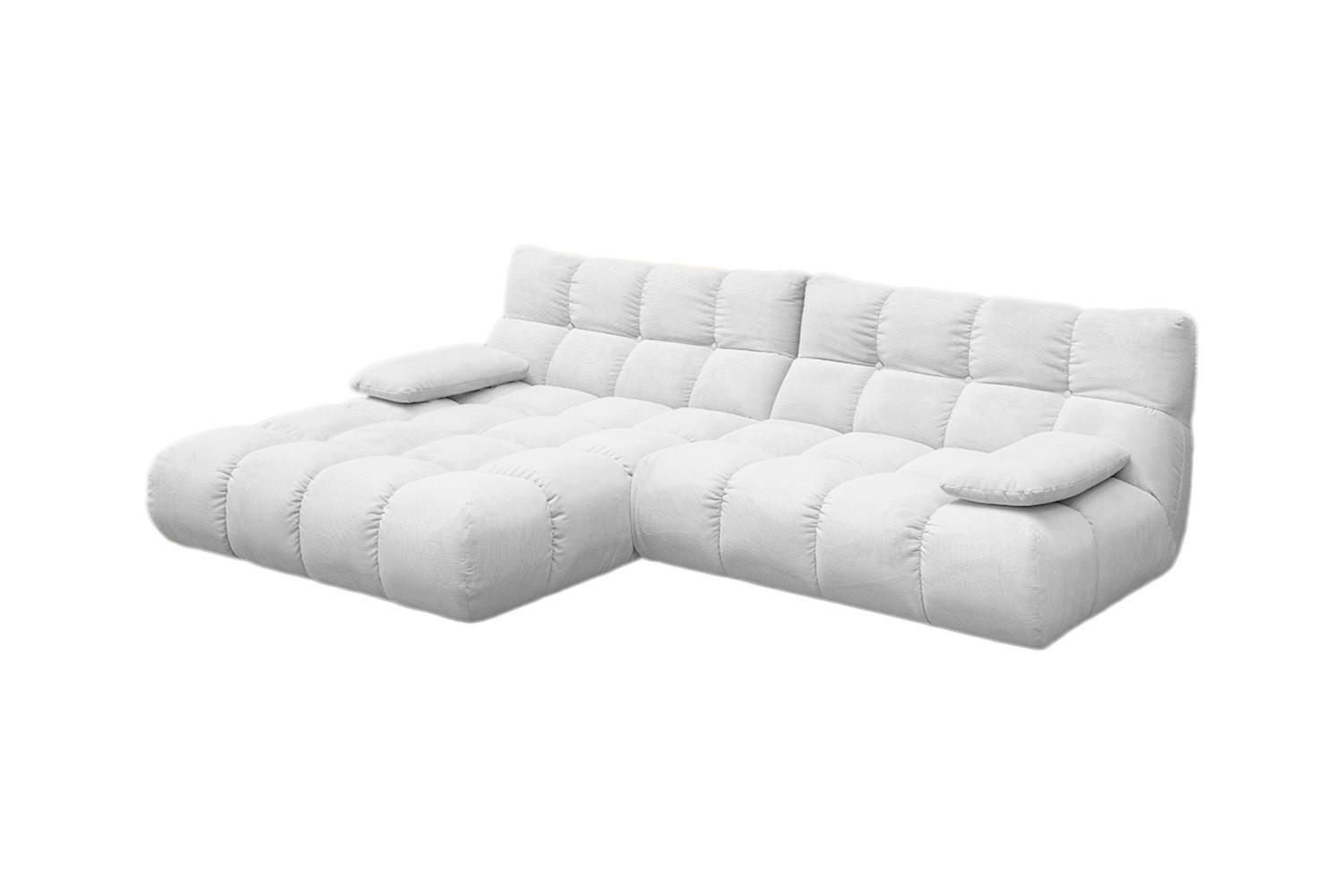 ECKSOFA VIVIEN Weiß Cord - Schwarz/Weiß, Kunststoff/Textil (290/178cm) - KAWOLA