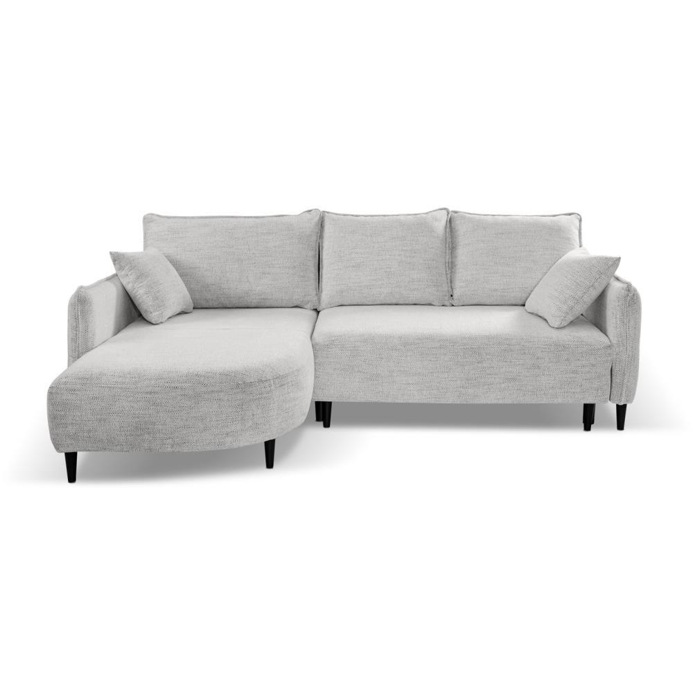 ECKSCHLAFSOFA Sycylia links hellgrau - Hellgrau/Schwarz, Textil (244/165cm) - Beautysofa