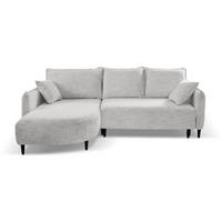 ECKSCHLAFSOFA Sycylia links hellgrau - Hellgrau/Schwarz, Textil (244/165cm) - Beautysofa