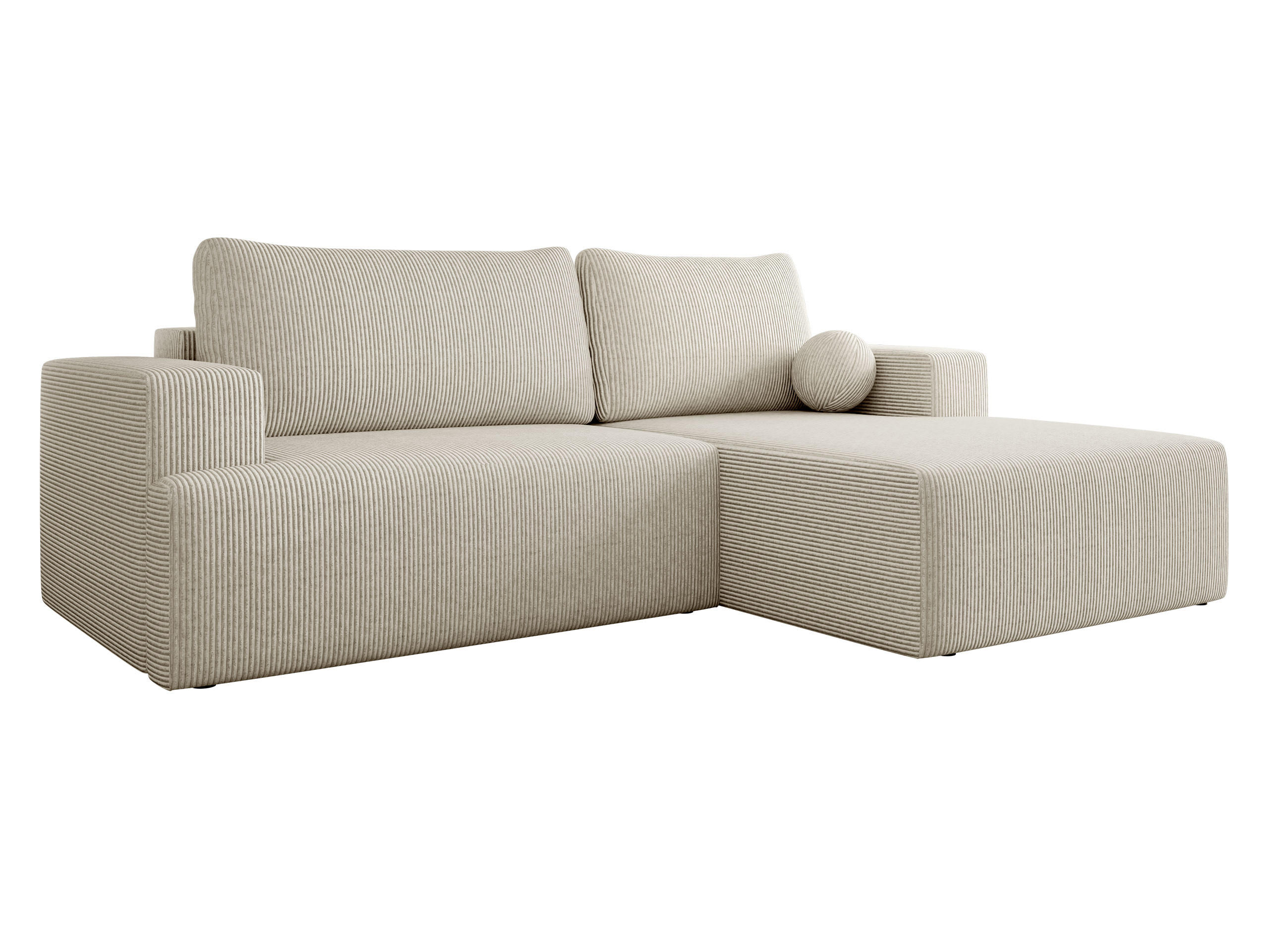 ECKSOFA Mivo Cord, Seite: Rechts - Beige/Schwarz, Holz/Kunststoff (266/163cm) - MIRJAN24