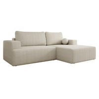 ECKSOFA Mivo Cord, Seite: Rechts - Beige/Schwarz, Holz/Kunststoff (266/163cm) - MIRJAN24
