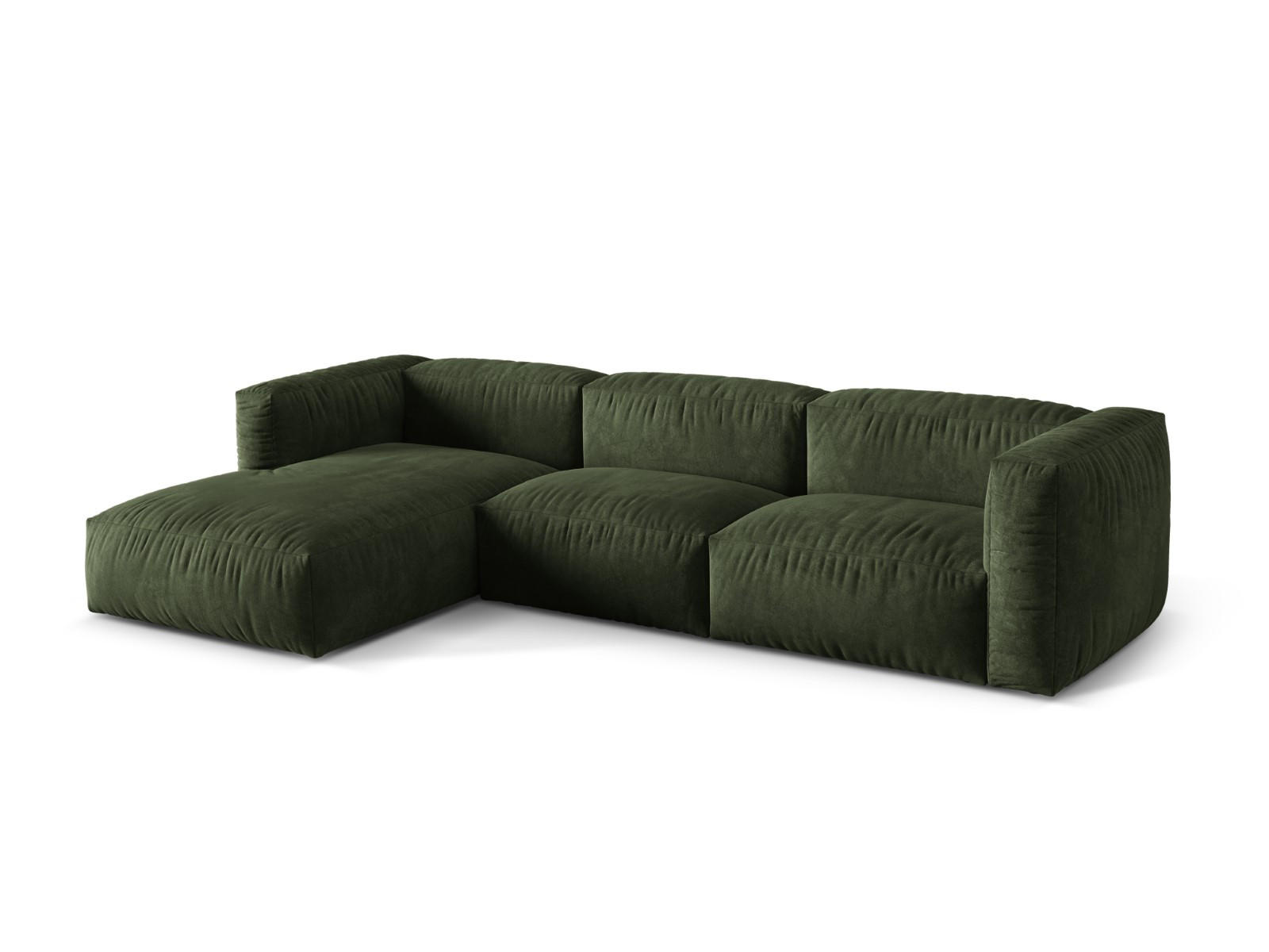 ECKSOFA modular links Martina aus Samt grün 3 Sitzplätze - Grün, Textil (176/332cm) - Micadoni