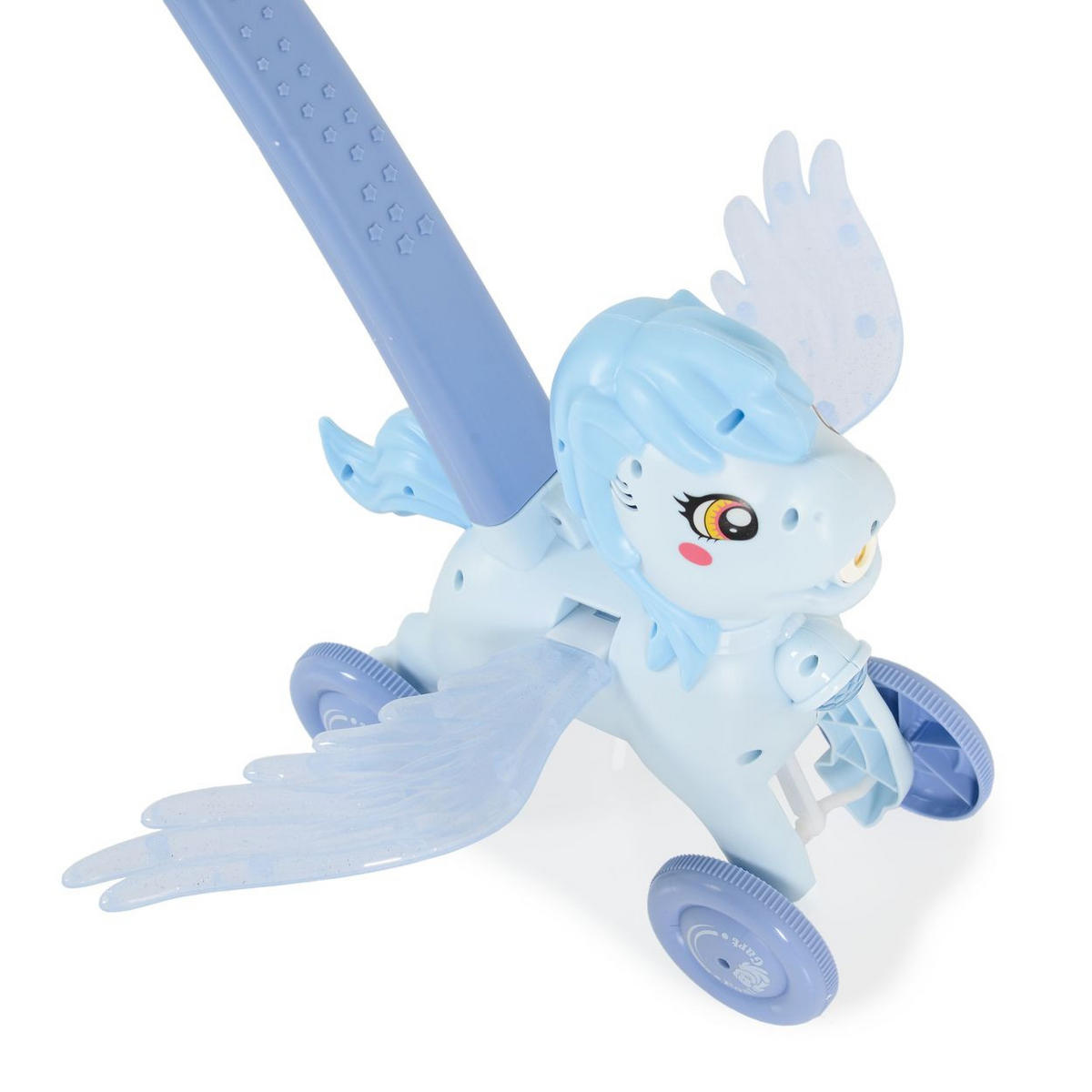 SPIELZEUG Schiebespielzeug Pony Wings blau 40 cm Höhe, Seifenblasen, bewegliche Flügel, Musik, Lichtfunktion - Blau, Kunststoff (39/40/35cm) - Moni