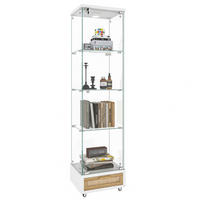 VITRÍNA 167/42,5/36,5 cm, MDF a sklo, biela, s LED osvetlením - biela, kompozitné drevo (42.5/167/36.5cm) - BEAOK