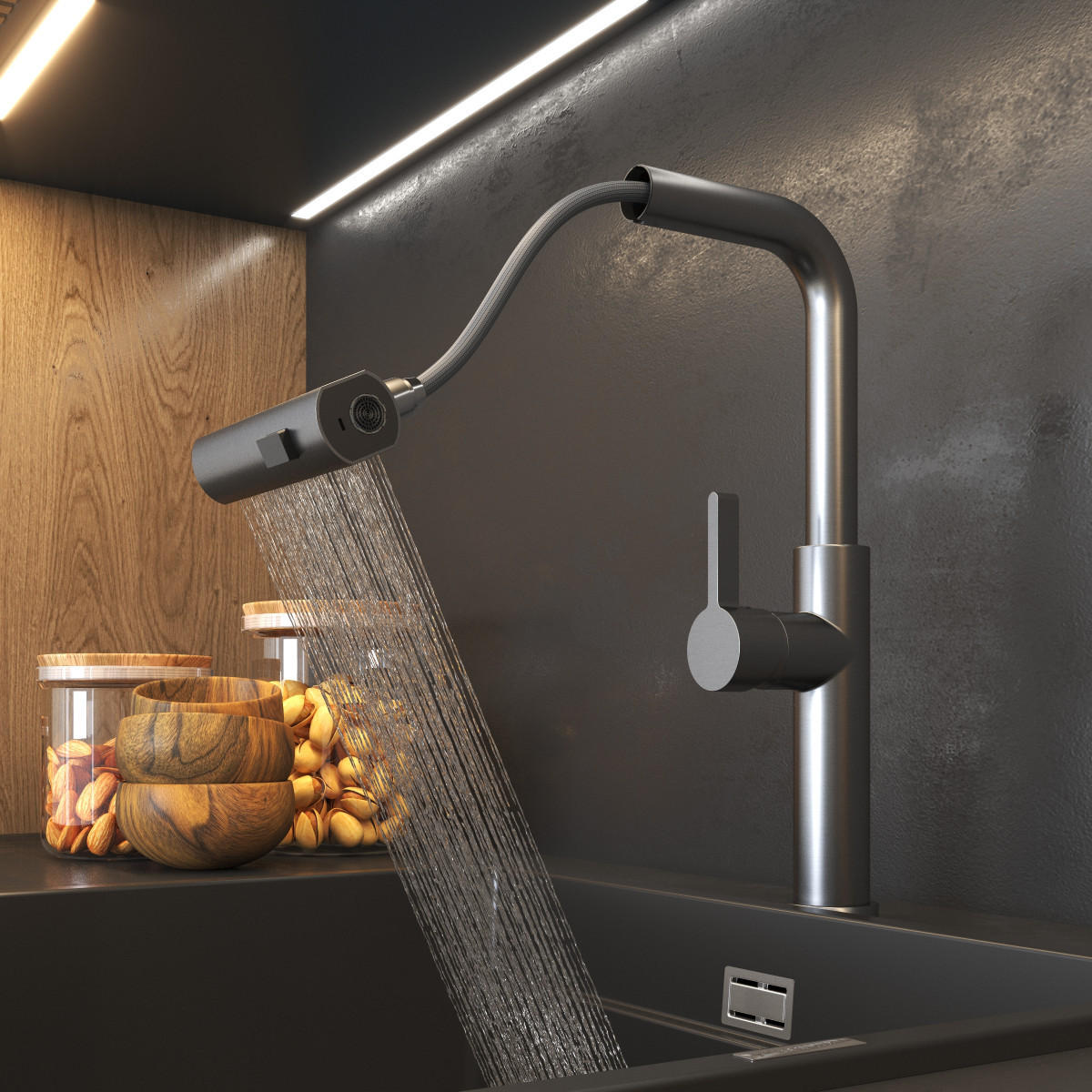 KÜCHENBATTERIE Giro - Grau, Metall (17/39/35cm) - Granitan