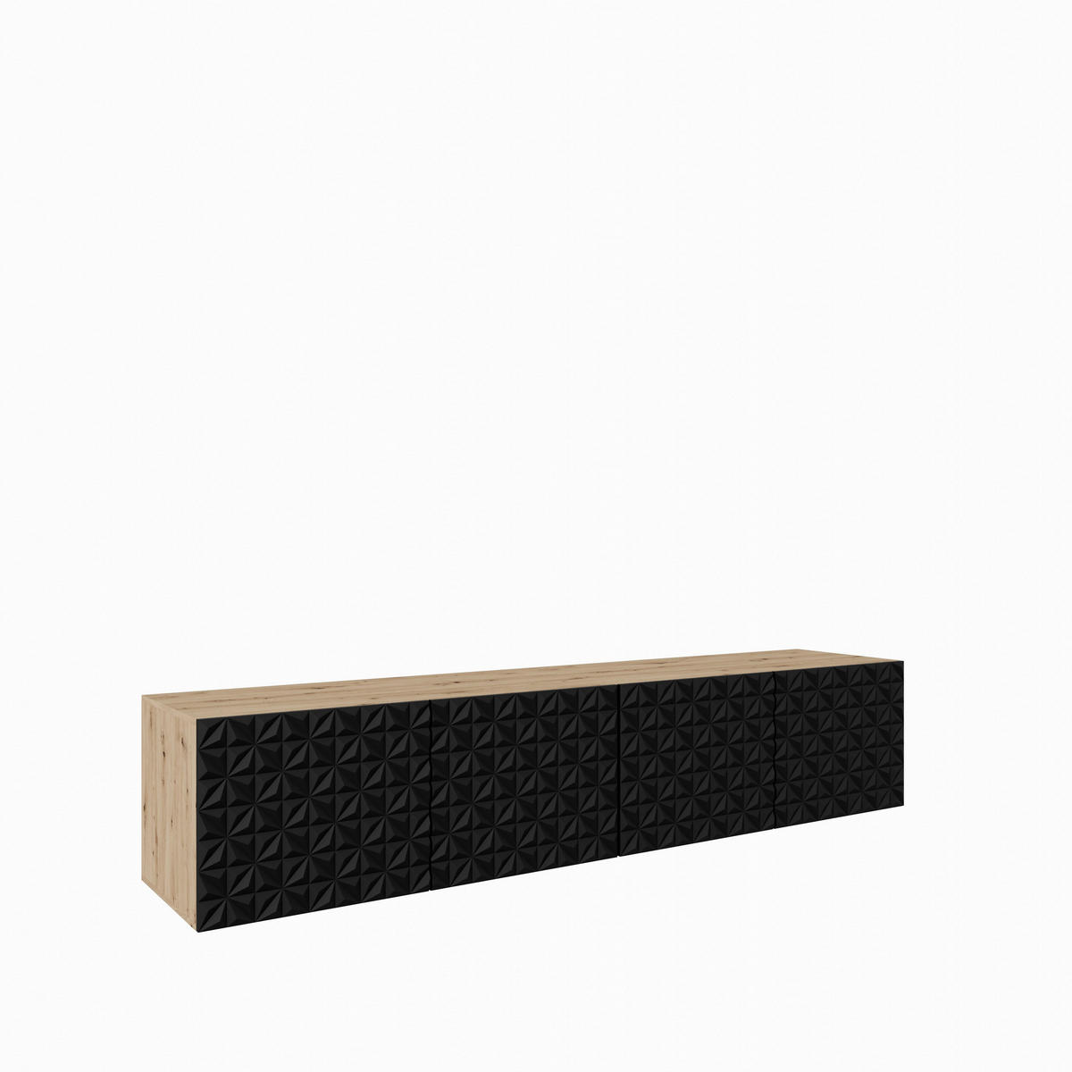 LOWBOARD ROVA 200/41/40 cm, Hängender TV-Schrank Eiche Artisan - Schwarz/Eiche Artisan, Holzwerkstoff (200/41/40cm) - MASSENO