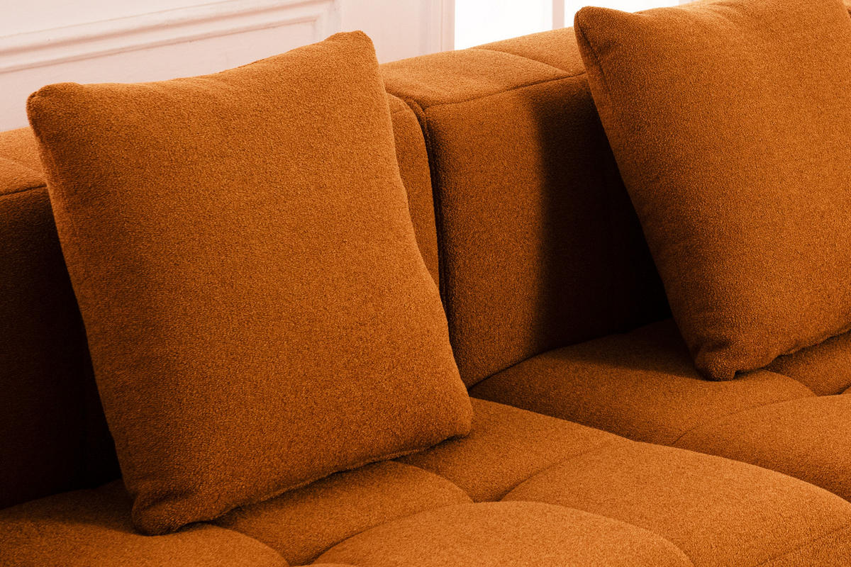 VEĽKÁ modulárna sedacia súprava bouclé tkanina škoricovo hnedá - svetlohnedá, textil (340/73/190cm) - MILYsofa