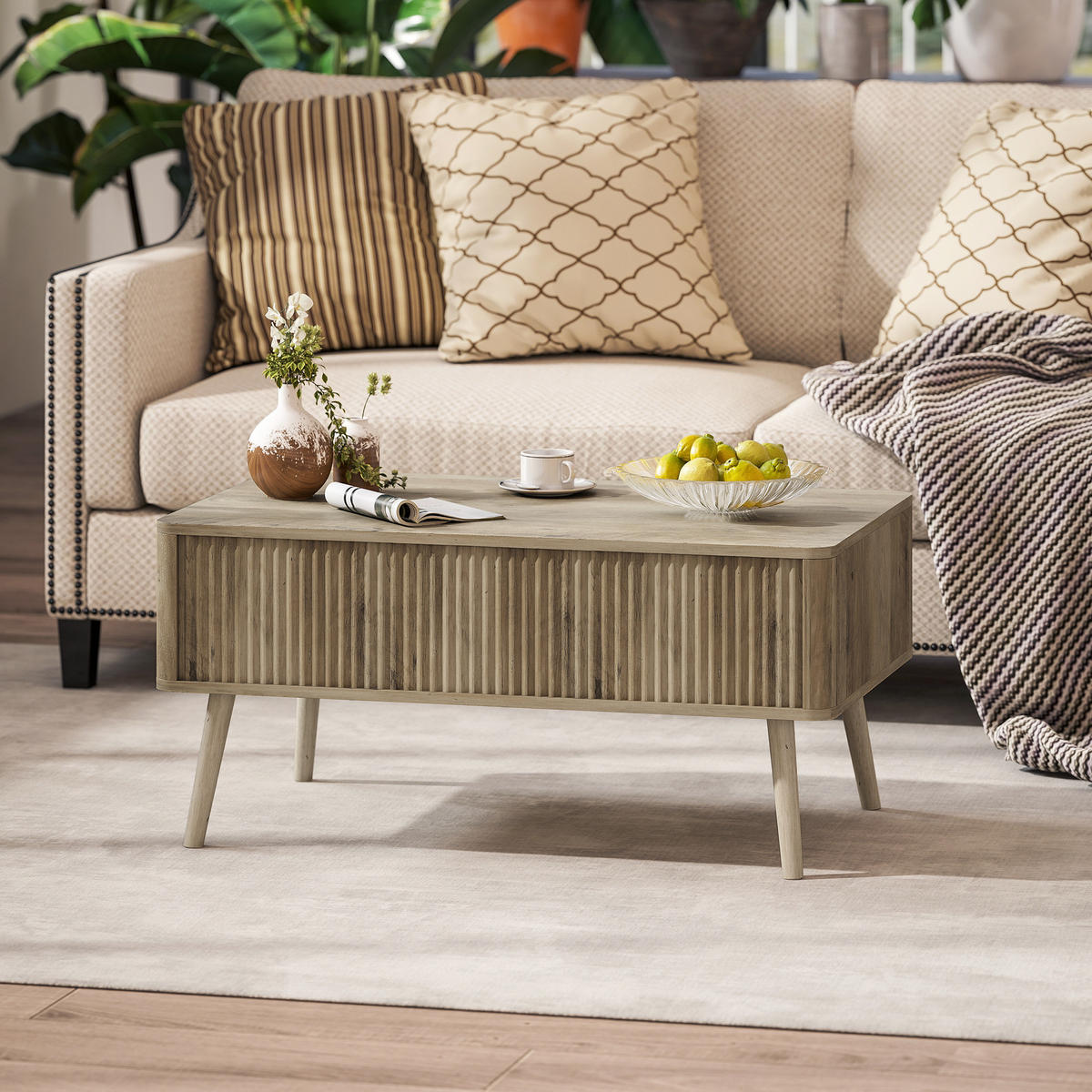 COUCHTISCH Beige 1 Stück - Beige, Kunststoff (91/56/43cm) - GiPP