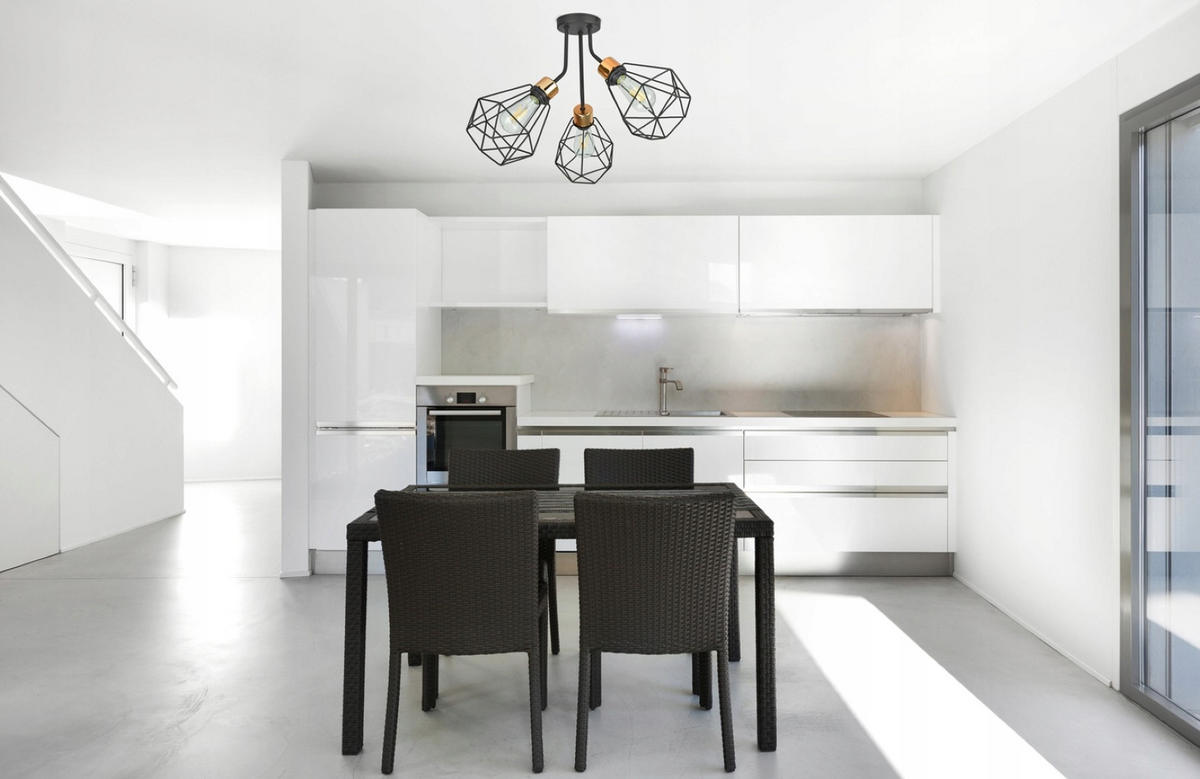 DECKENLEUCHTE EDISON II - Goldfarben/Schwarz, Metall (55/55/45cm) - kiki design