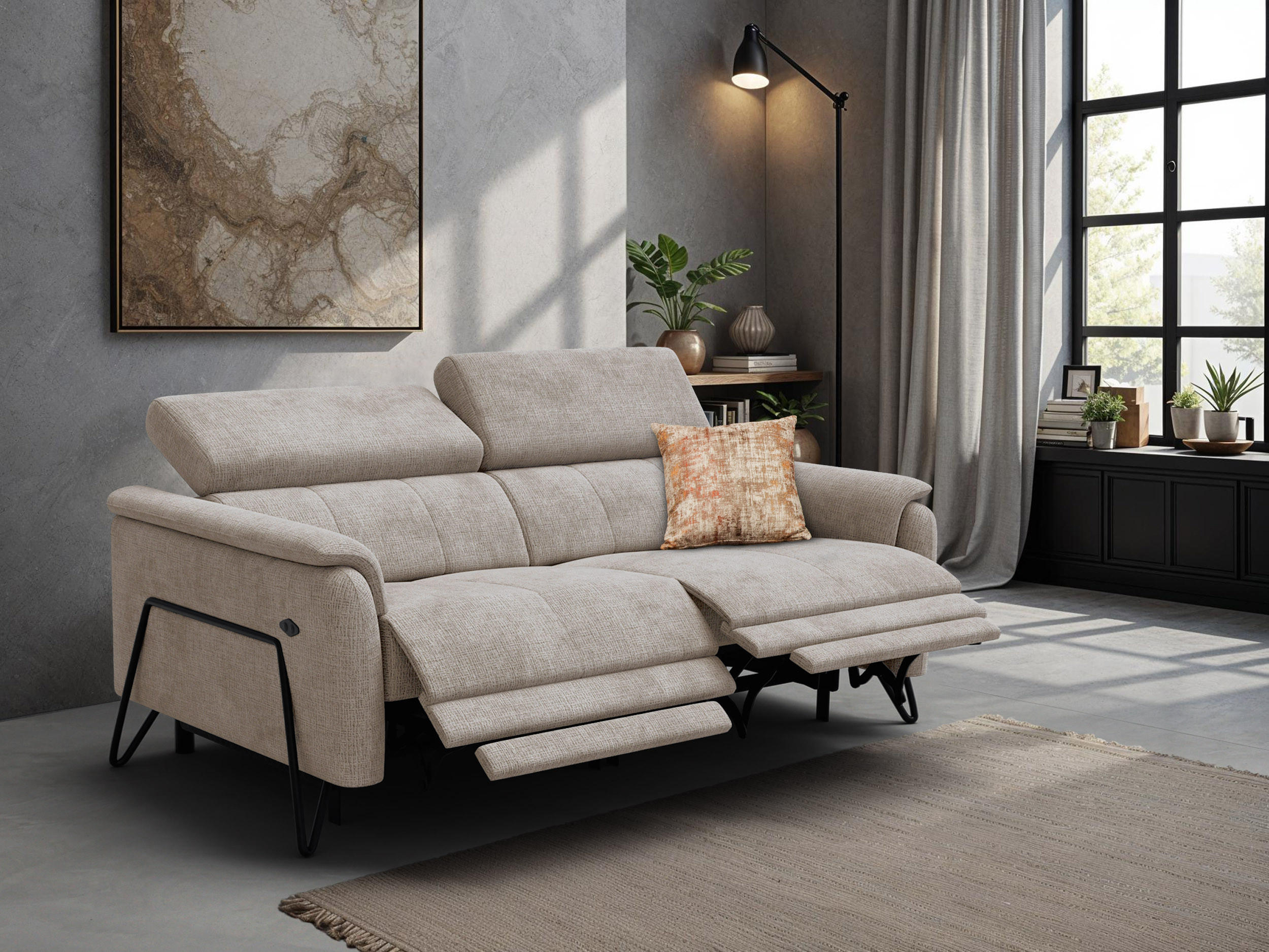 RELAXSOFA RODEN 3-Sitzer, beige - Beige, Holz/Textil (194/82/103cm) - Courtois Laville