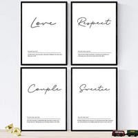 POSTER Set mit 4 Englisch ‚Paare‘ Wörter mit Definitionen A4 Schwarzer Rahmen - Schwarz, Papier (29.7/3cm) - Nacnic