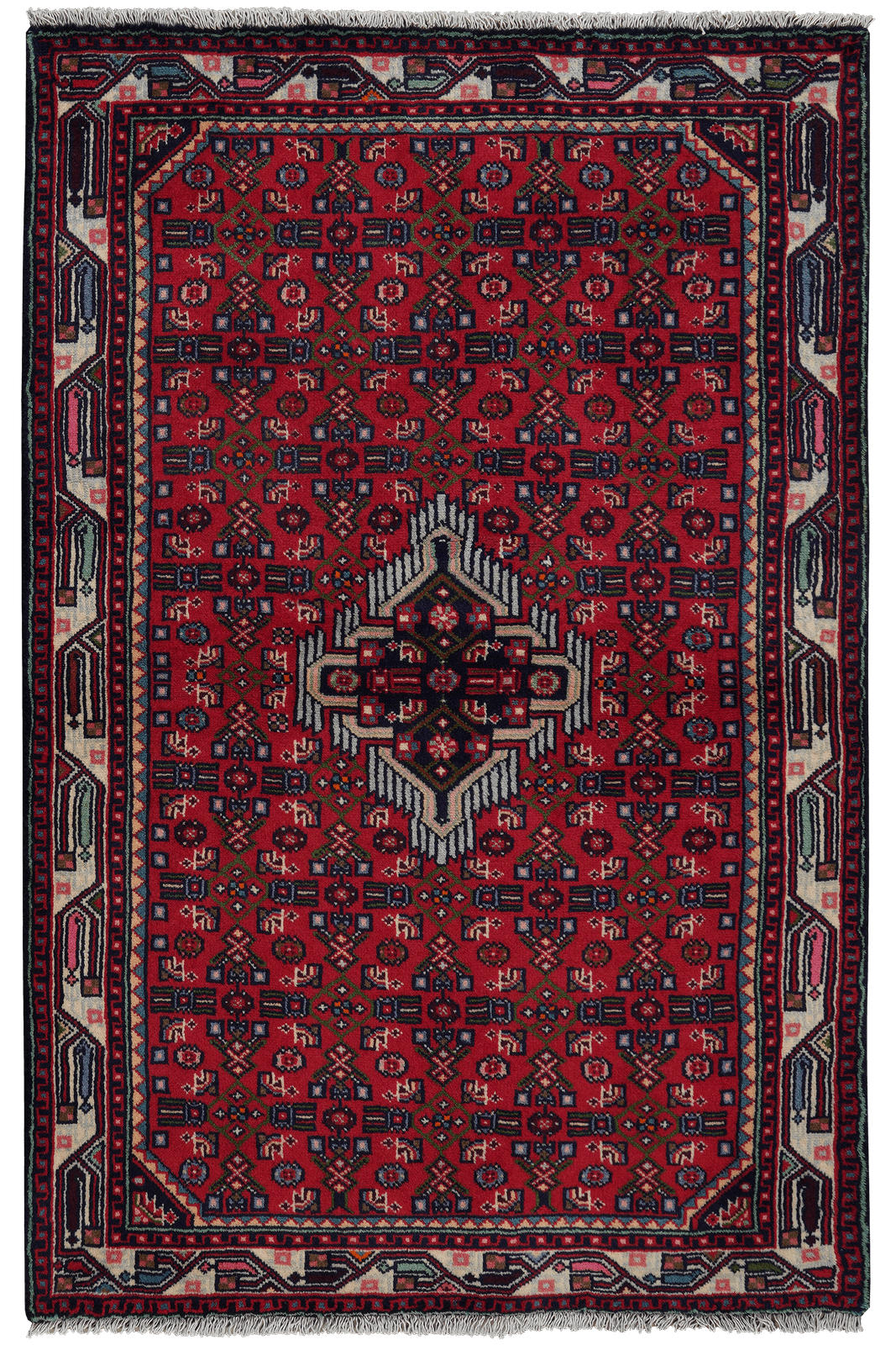 ORIENTTEPPICH handgeknüpft Assadabad Rot 153/100 cm Schurwolle - Rot, Textil (100/153cm) - Looma