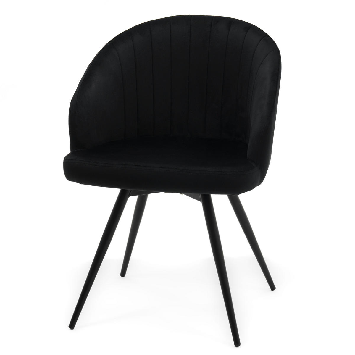 STUHL MODENA drehbar gepolsterter mit Steppung - schwarz - Samt Velour - Schwarz, Textil/Metall (57/80/59cm) - NEW HOME