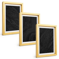 BILDER SET 3er Set - 20x30 cm Goldrahmen - Dunkler Marmor, elegante Texturen - Goldfarben, Kunststoff (20/30cm) - TULUP
