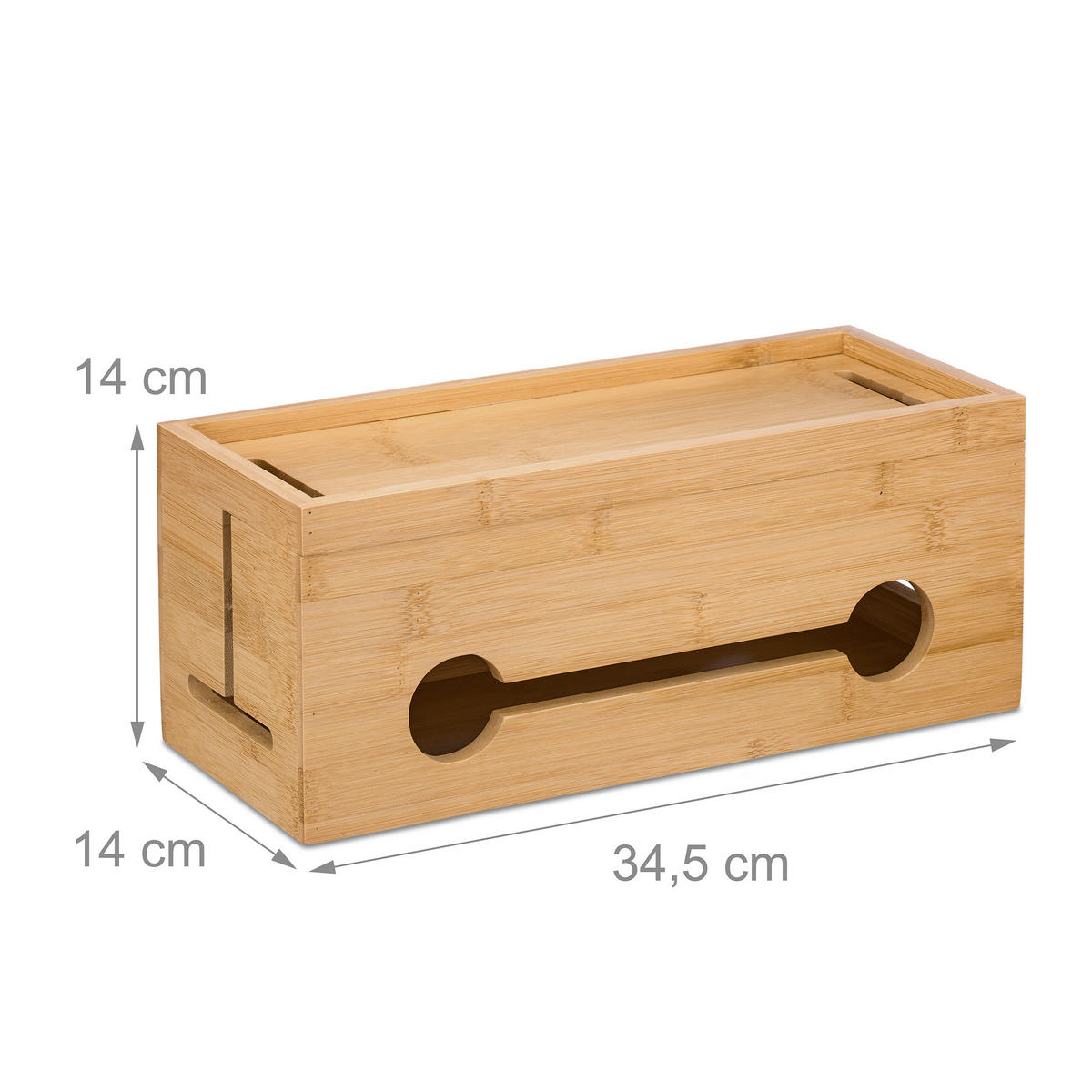 KABELBOX - Hellbraun, Holz (14/34.5/14cm) - Relaxdays