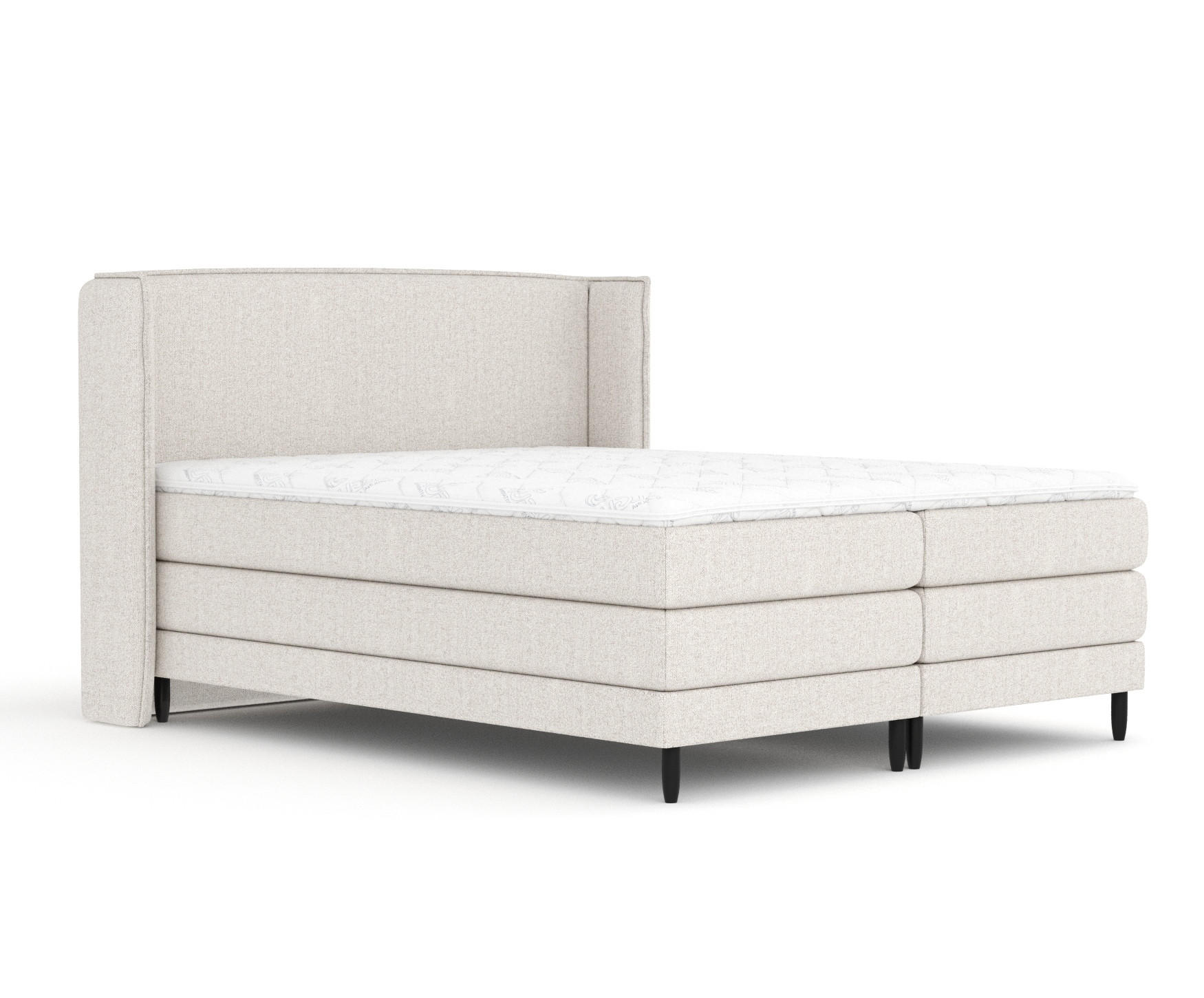 BOXSPRINGBETT Carizzo Hellbeige 180/200 cm mit Matratze und Topper - Beige/Schwarz, Holz/Holzwerkstoff (180/200cm) - Maison de Reve