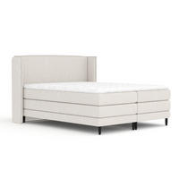 BOXSPRINGBETT Carizzo Hellbeige 180/200 cm mit Matratze und Topper - Beige/Schwarz, Holz/Holzwerkstoff (180/200cm) - Maison de Reve