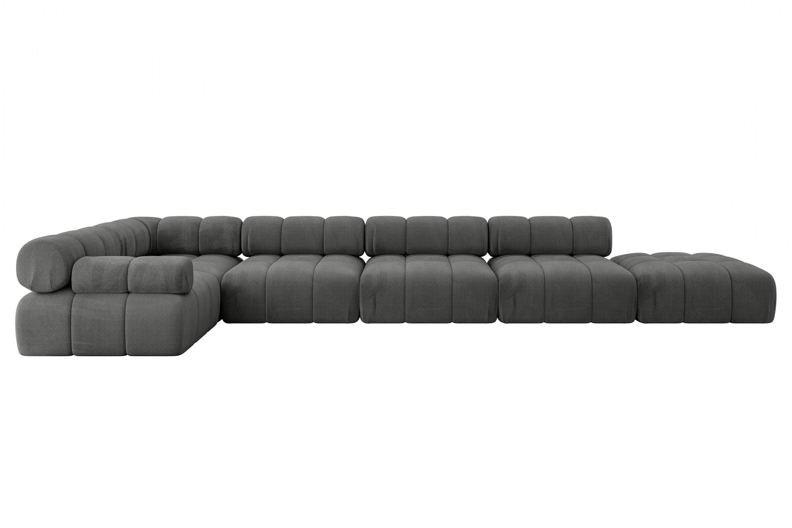 ECKSOFA modulares Sofa Felto-L3 - 475x190x70 cm Dunkelgrau Velours - Dunkelgrau, Holzwerkstoff/Textil (475/190cm) - ALTDECOR