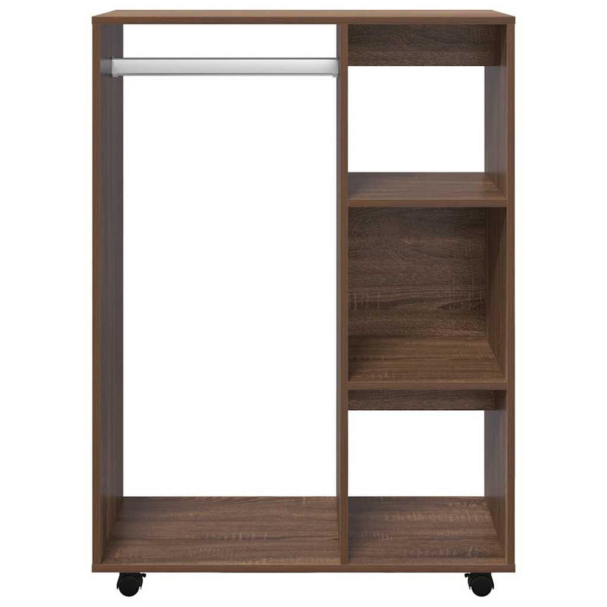 KLEIDERSCHRANK mit 4 Rollen, 3 Fächern 80/40/110 cm aus Holzwerkstoff Braun Eichen-Optik Dekor - Dunkelbraun, Holz (80/110/40cm) - vidaXL