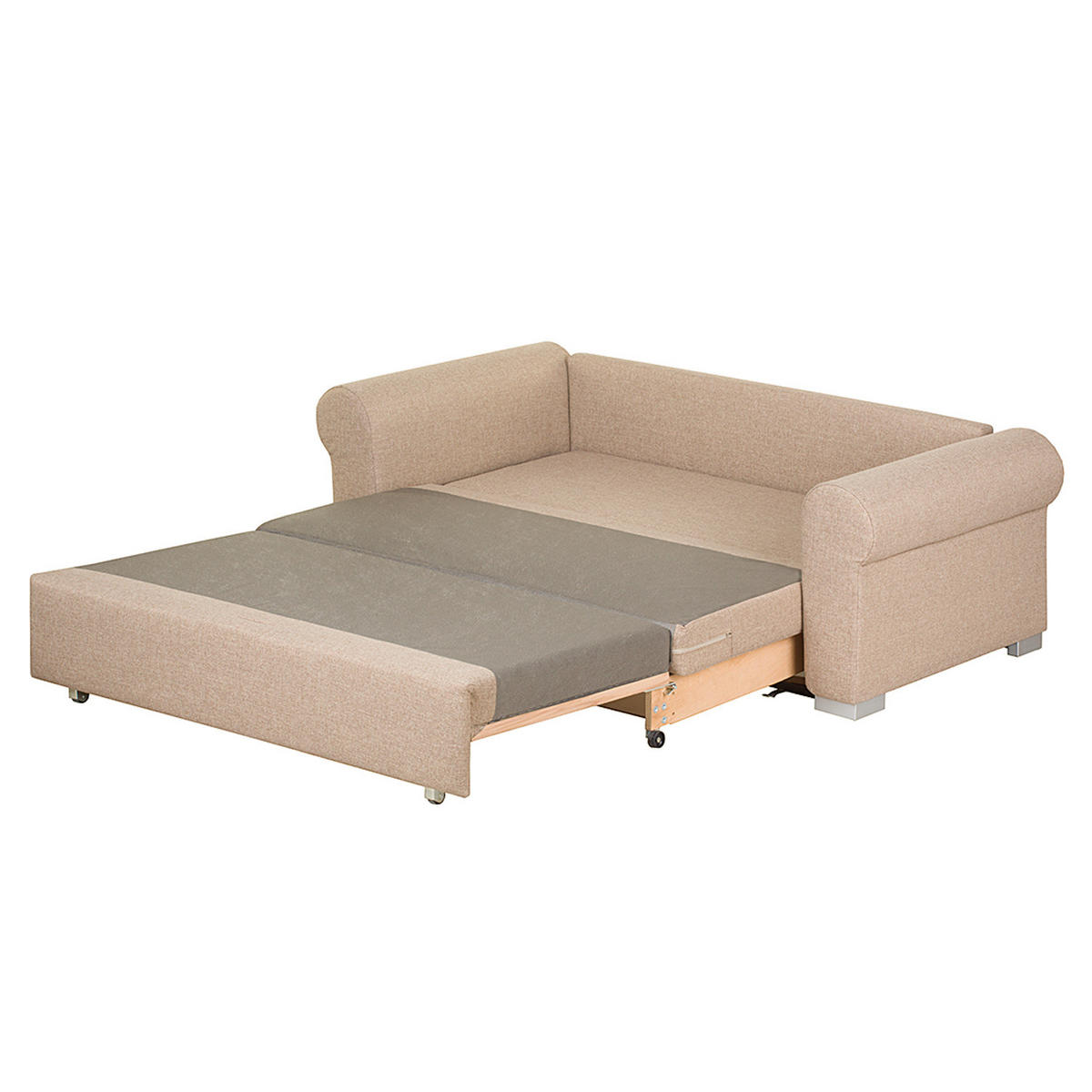 SCHLAFSOFA - Beige/Braun, Textil (204/90/90cm) - home24