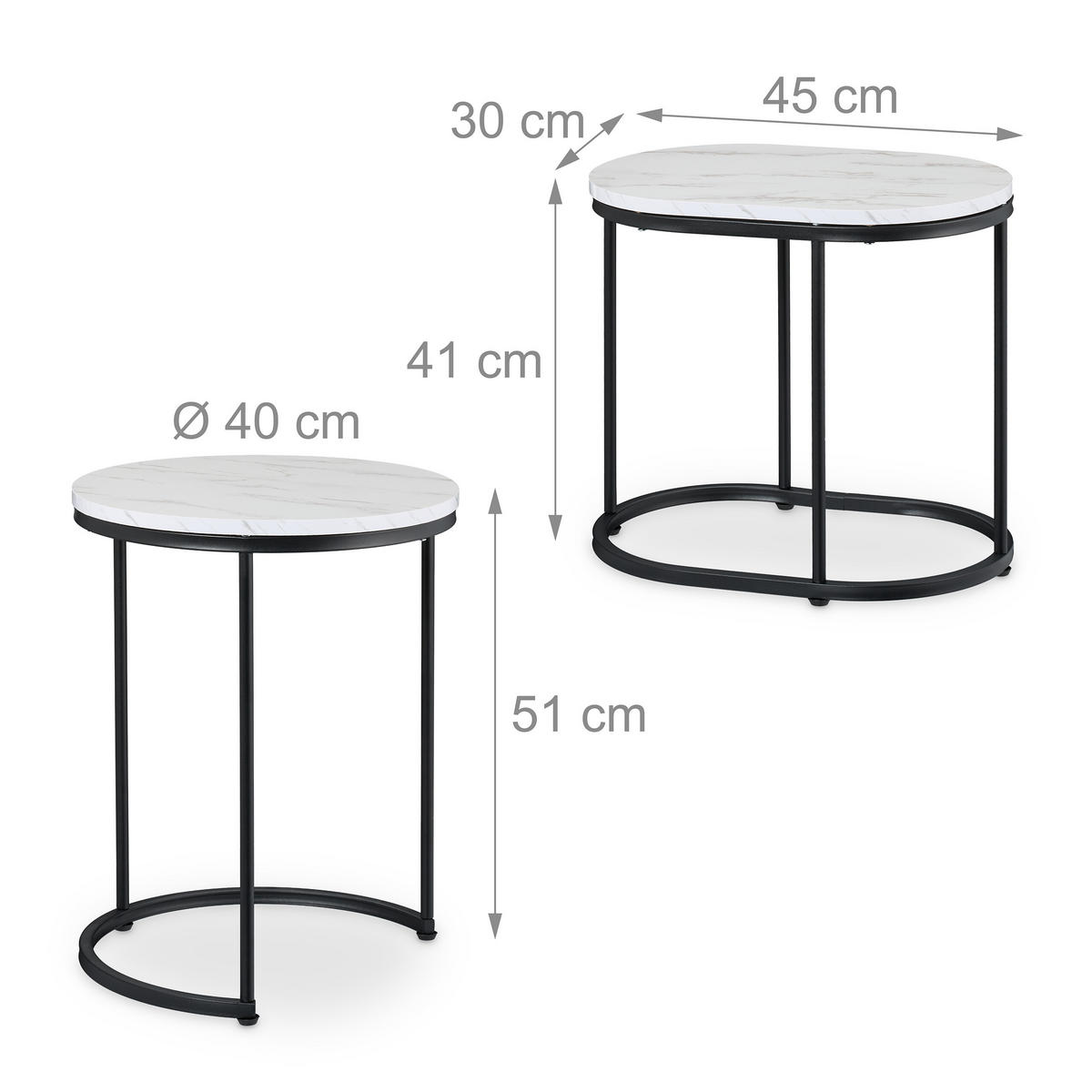 SATZTISCH-SET 2-tlg. - Multicolor, Holzwerkstoff/Kunststoff (40/40/51cm) - Relaxdays