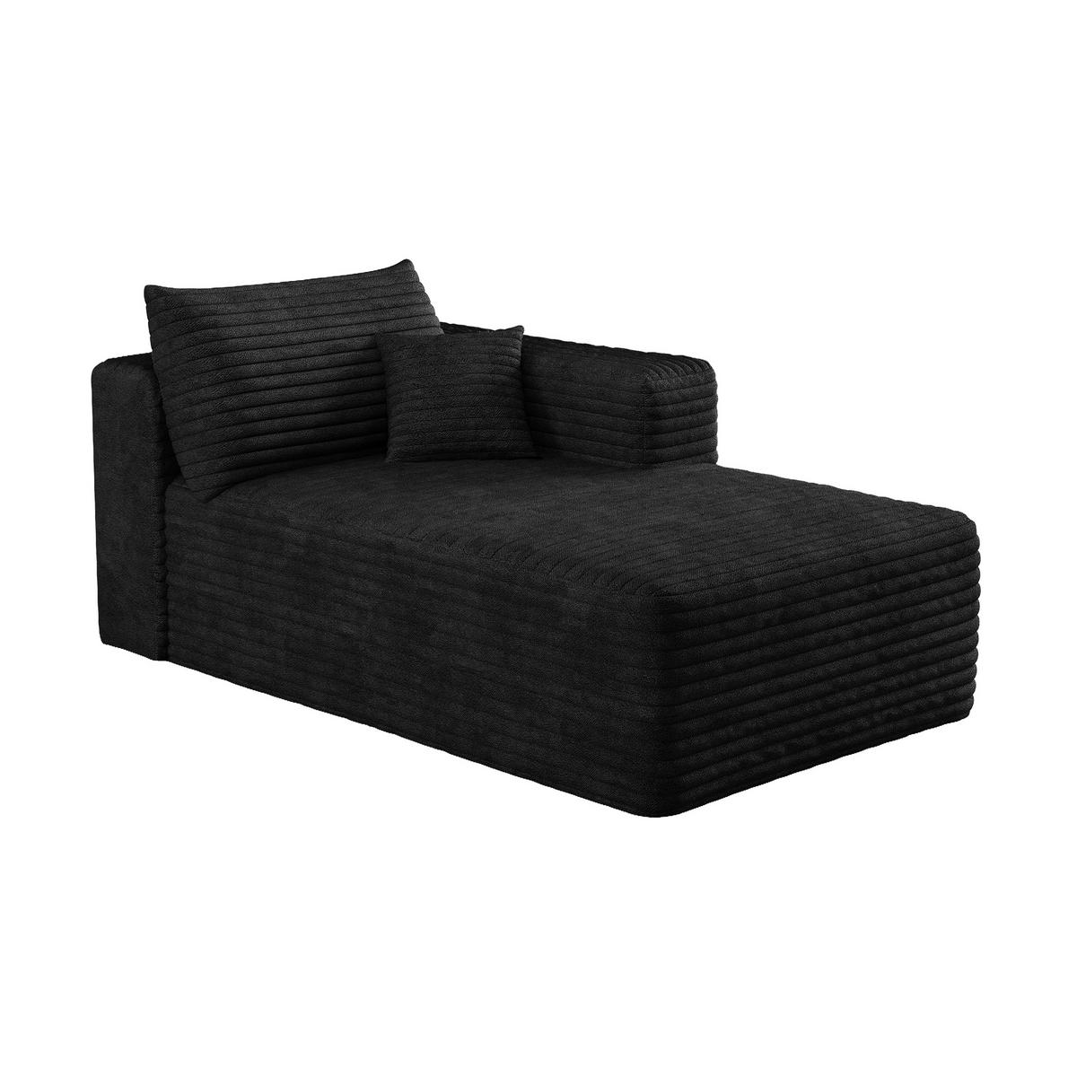 RÉCAMIERE DE-34736 linke Chaiselongue mit Corduroy Schwarz - Schwarz, Textil (90/58/151cm) - ComfortXL
