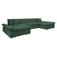 CANAPEA ÎN FORMĂ DE U Alia Reiat - verde închis/culoare crom, material plastic/material textil (360/75/160cm) - MIRJAN24