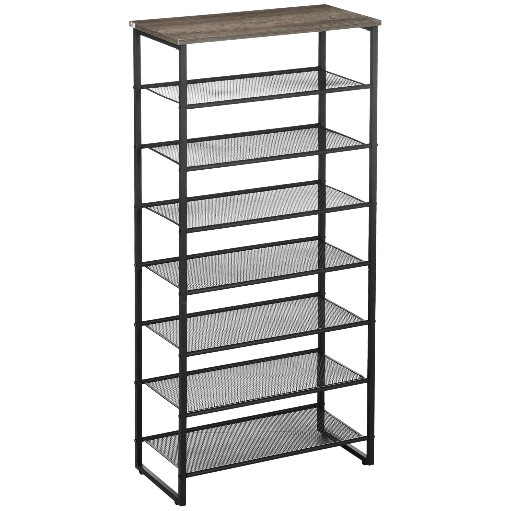 SCHUHREGAL mit 8 Ebenen für 21 Paar Schuhe, obere Ablage in Holzoptik, 60 x 28,5 x 126 cm, Schwarz - Schwarz, Holzwerkstoff (60/126/28.5cm) - HOMCOM