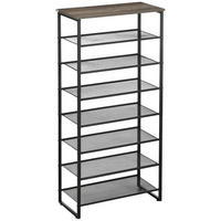 SCHUHREGAL mit 8 Ebenen für 21 Paar Schuhe, obere Ablage in Holzoptik, 60 x 28,5 x 126 cm, Schwarz - Schwarz, Holzwerkstoff (60/126/28.5cm) - HOMCOM