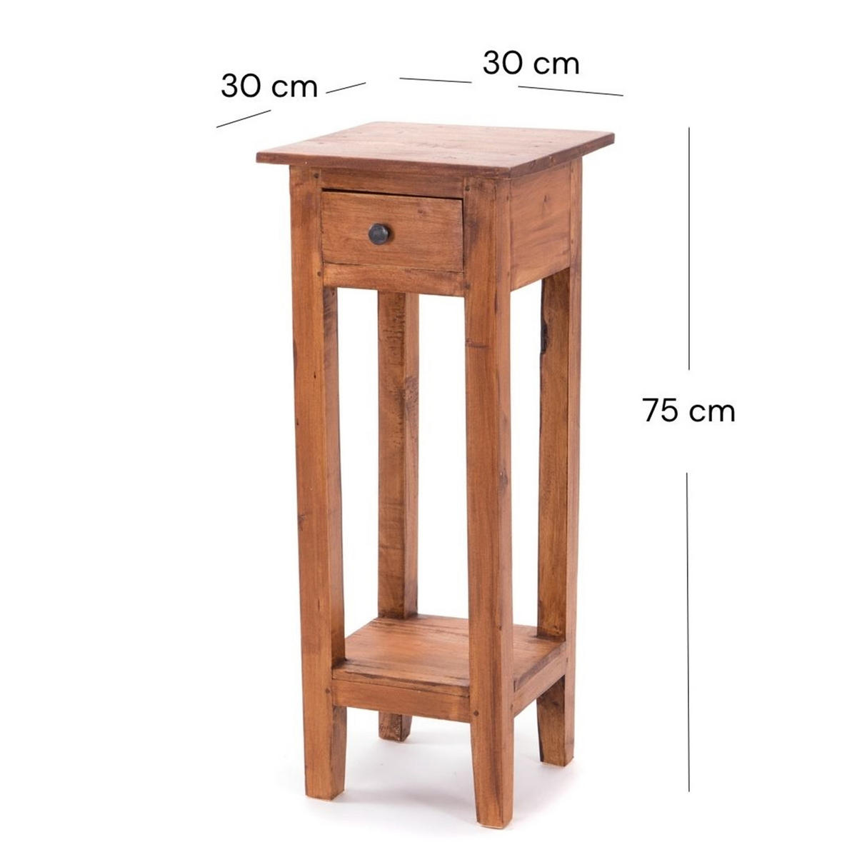 TELEFONTISCH NAPOLEON 75 Mahagoni Massivholz, mit Schublade 08 honigfarben gewachst - Honig, Holz (30/30/75cm) - DESIGN DELIGHTS