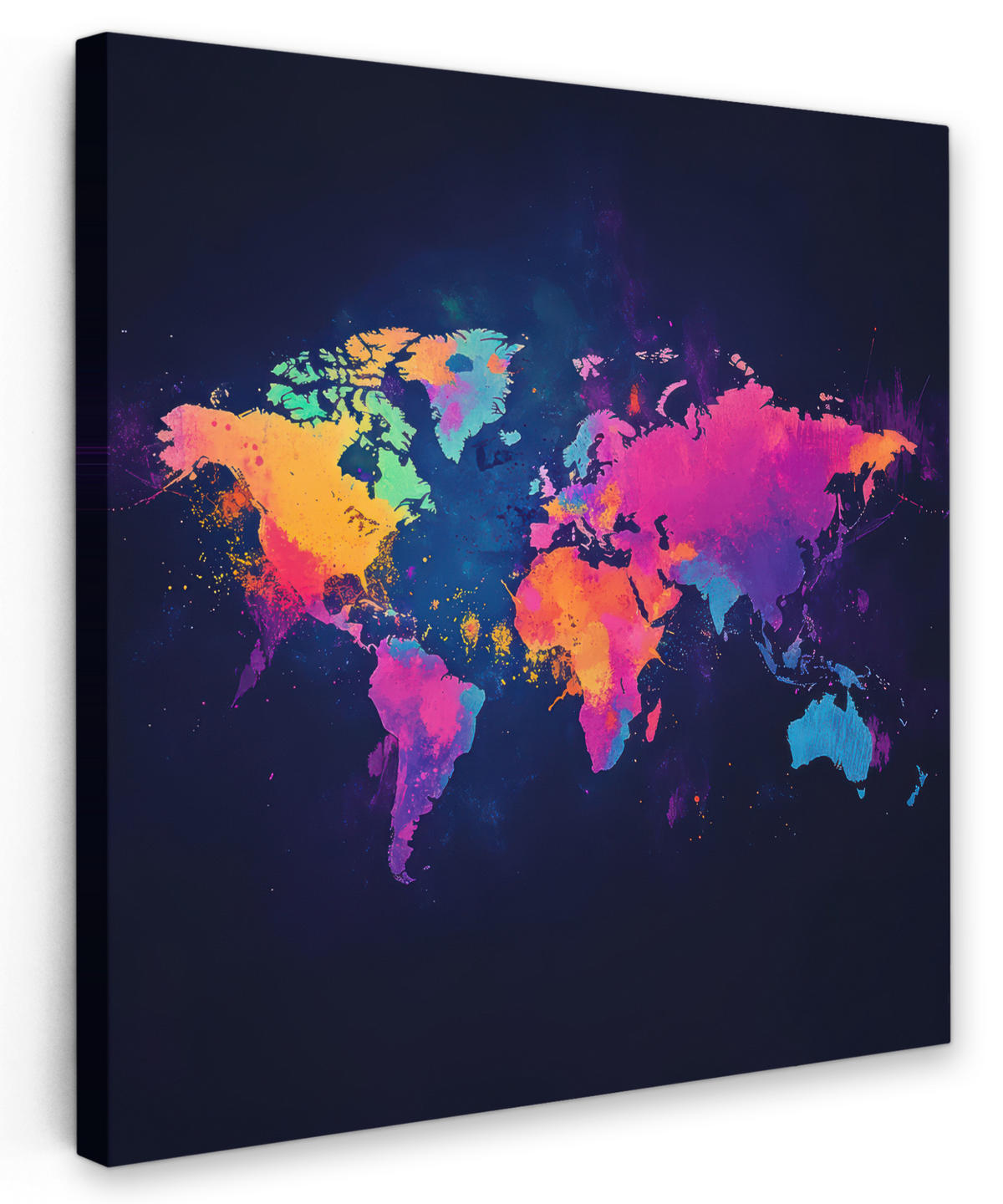 LEINWANDBILD Weltkarte - Bunt - Graffiti 20x20 cm - Multicolor, Textil (20/20cm) - MuchoWow